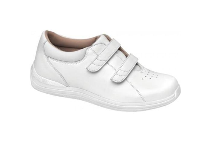 Drew Lotus - Women's Velcro Double Strap Shoe - White Calf