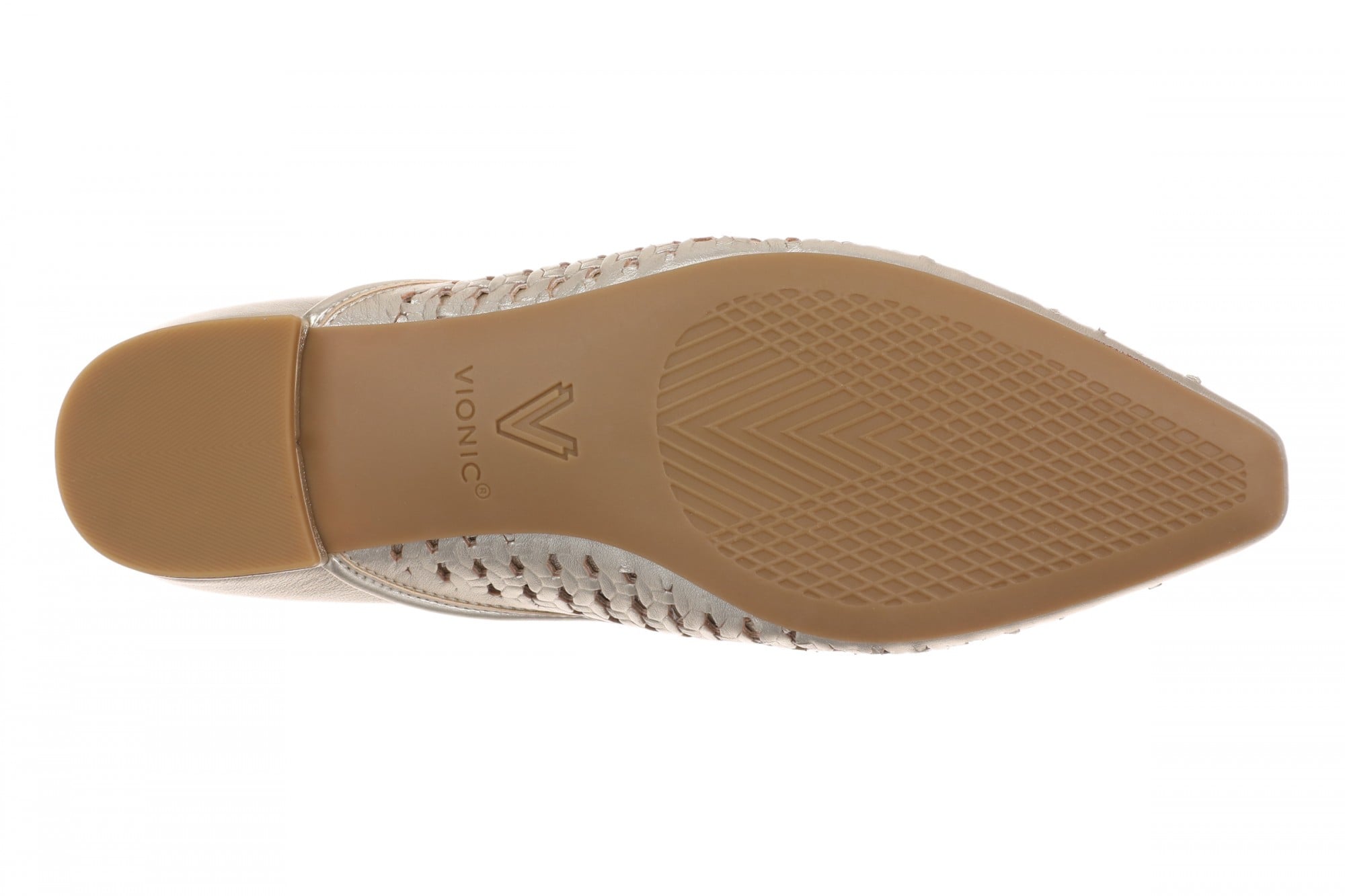 Vionic Gracia Woven Women's Arch Support Ballerina Shoe - Gold - Bottom