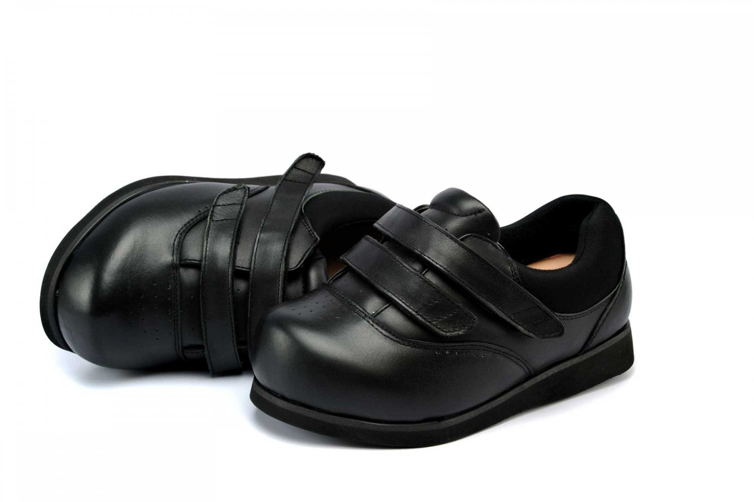 Mt. Emey 9301-E - Women's Widest Casual Shoes Strap Closure with Padding - Black Pair / Top