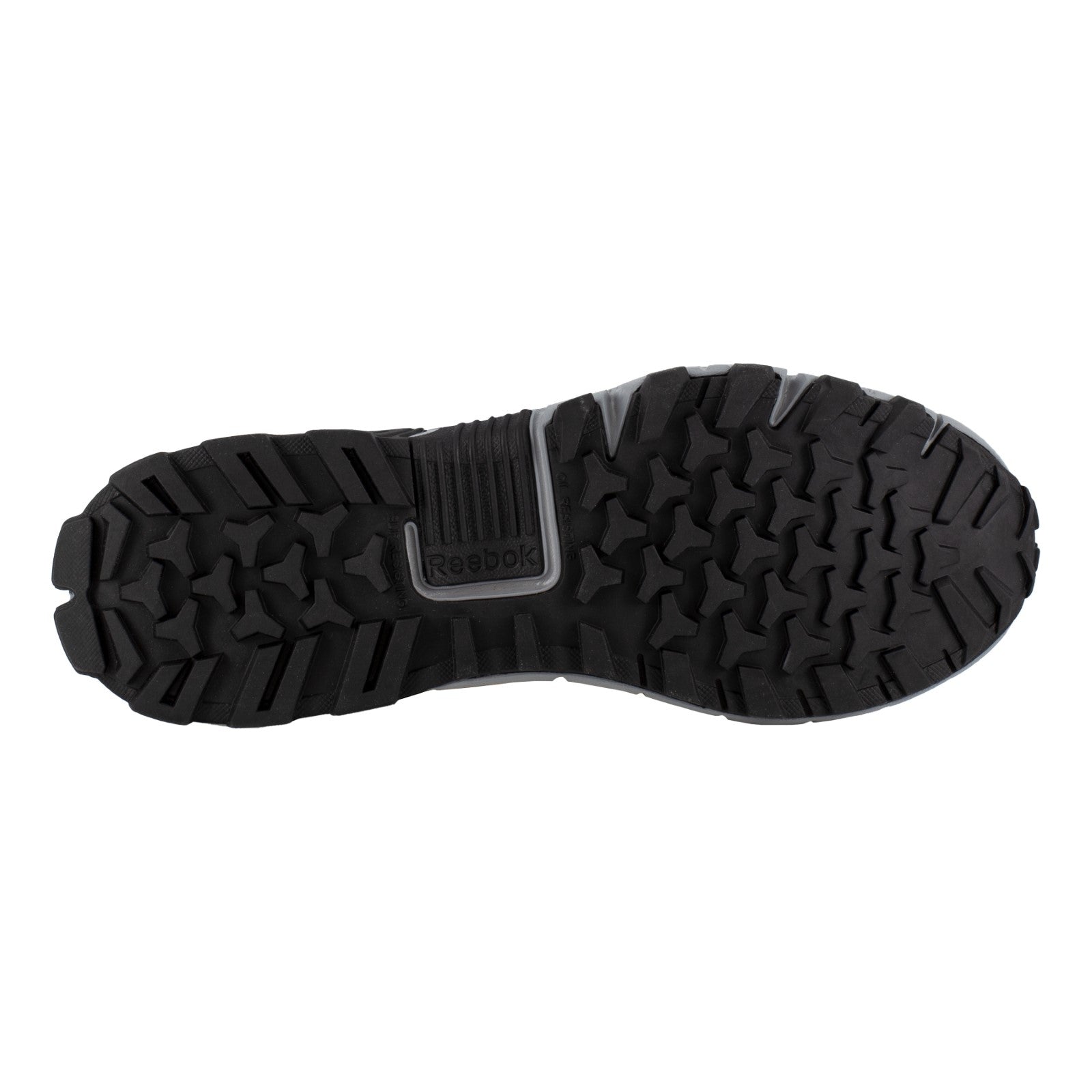 Reebok Work - Men's Trailgrip - RB3404 Men's Athletic Work Hiker with CushGuard Internal Met Guard - Grey and Black - Outsole View