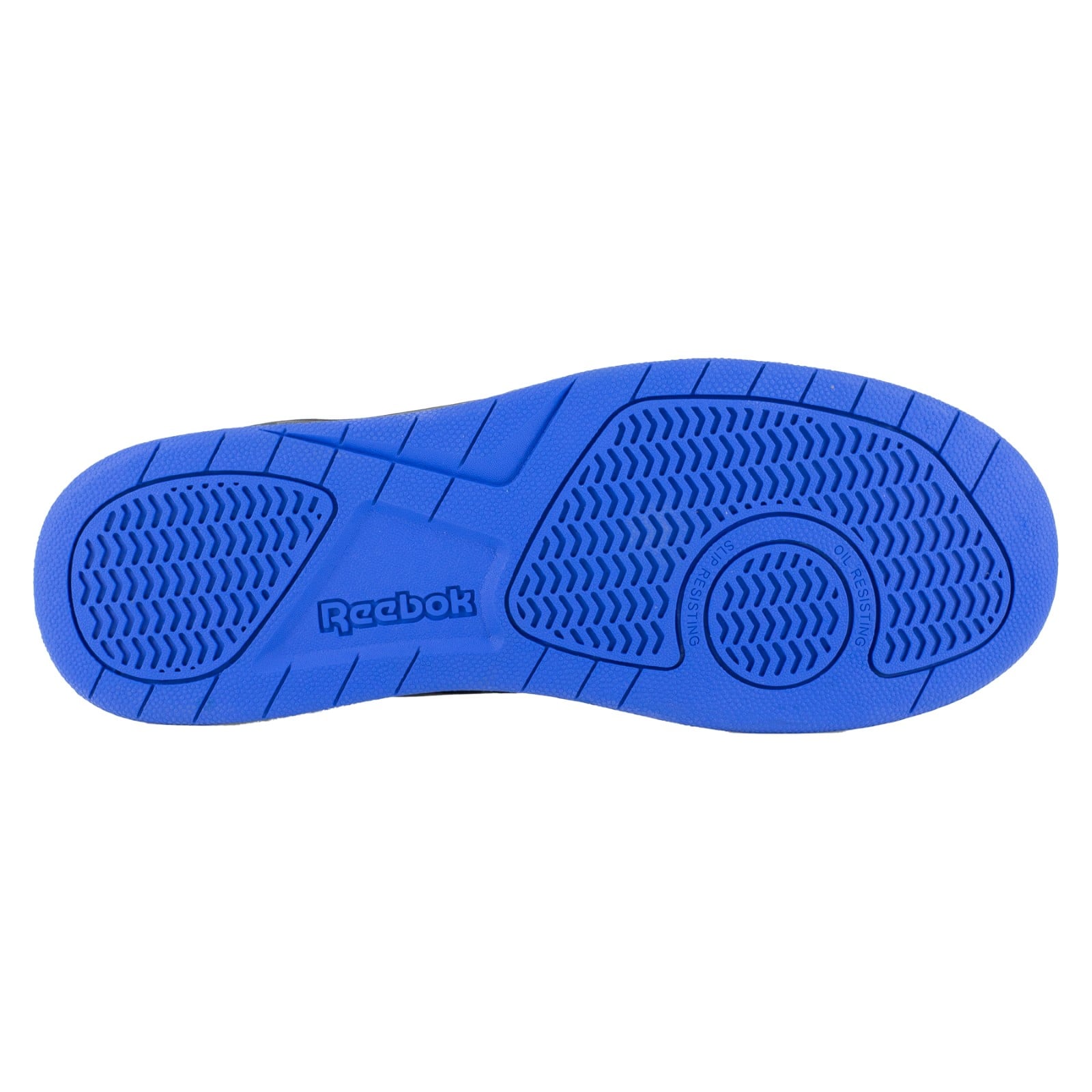 Reebok Work Men's BB4500 High Top Work Sneaker with Internal Met Guard Comp Toe - Black/Blue - Outsole View