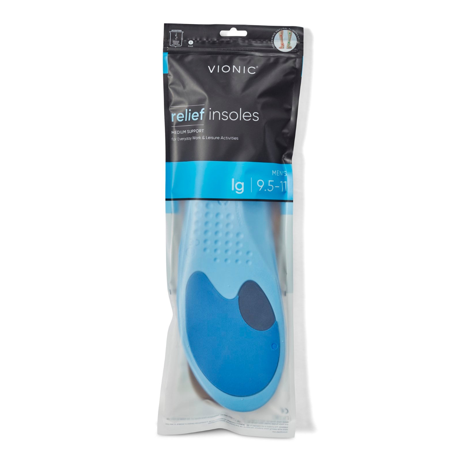 Packaging for Vionic Relief Men's Full Length Orthotic Insoles