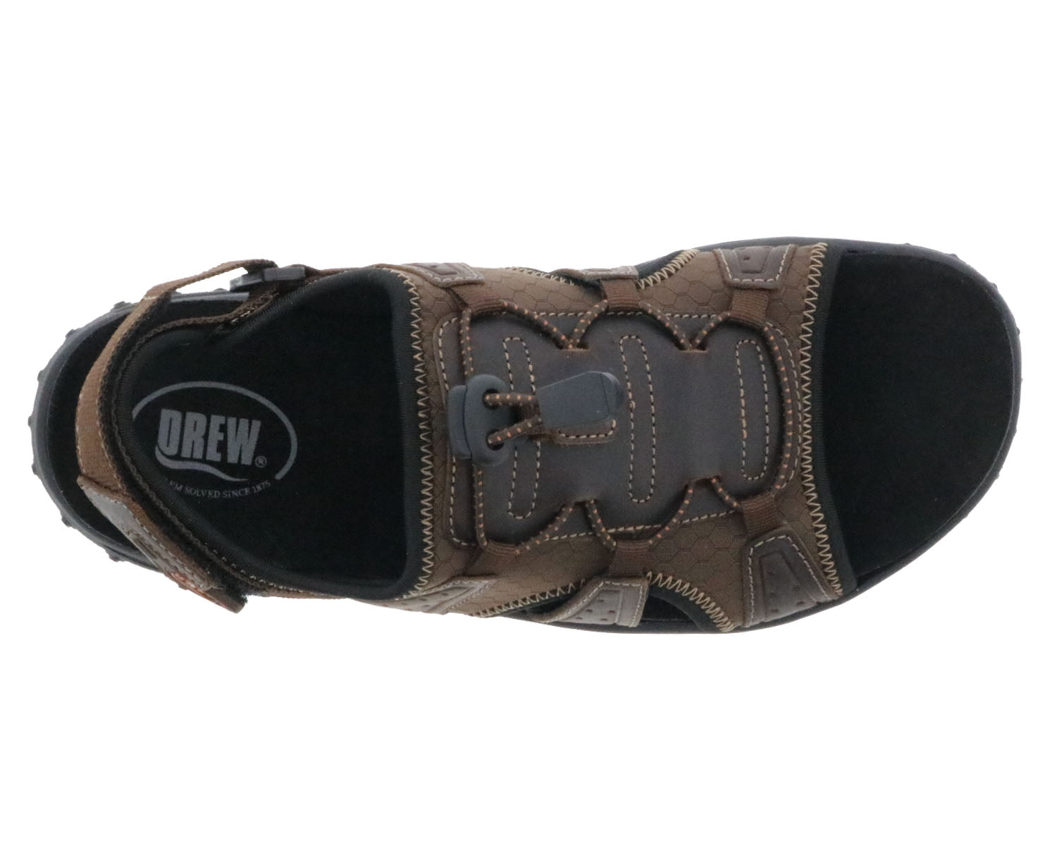 Drew Waves Men's Sandal - Brown Leather Combo - Top View
