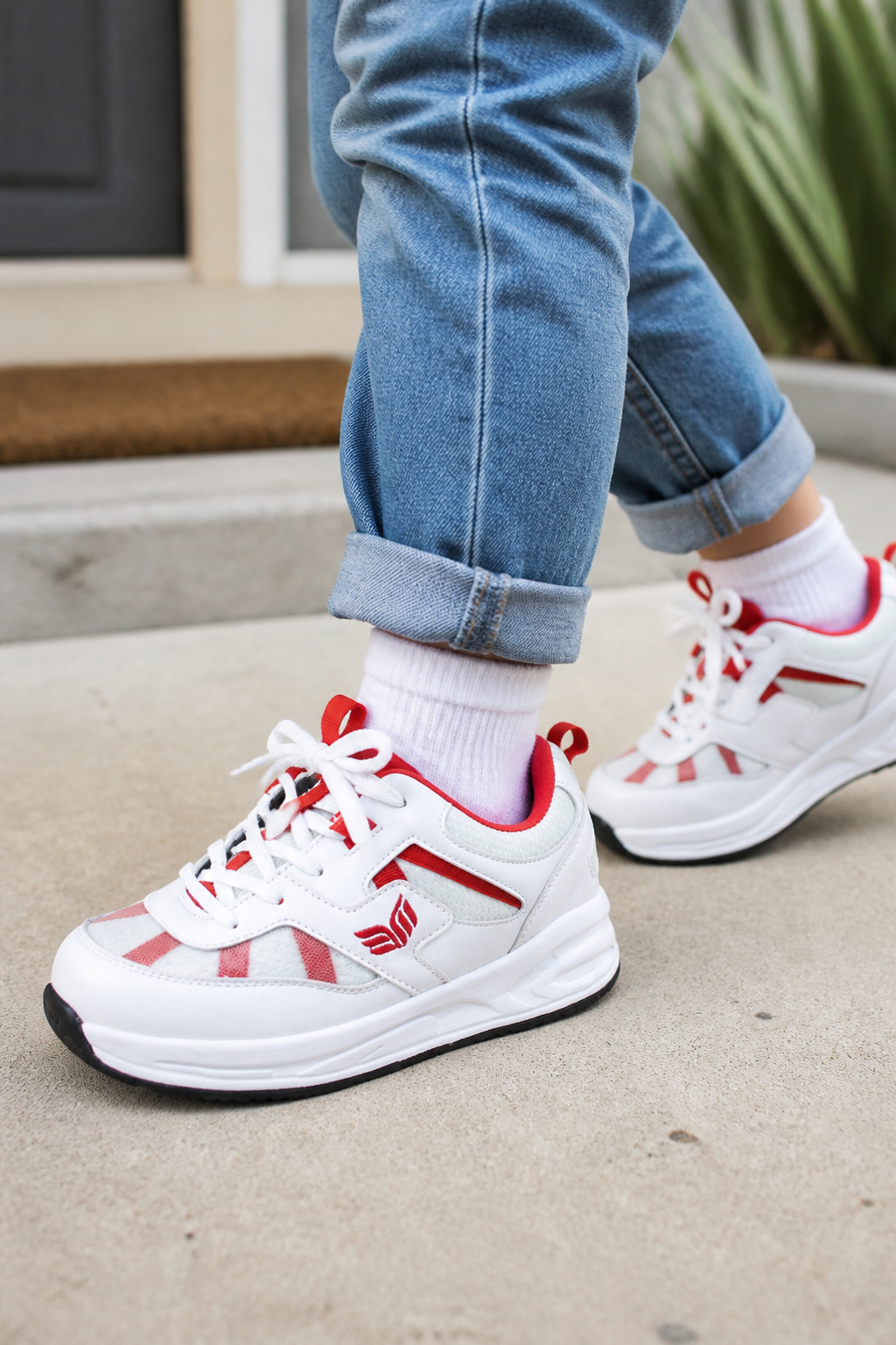 MT. Emey MTN16 Red - Kids Extra Depth Athletic Walking Shoes with Laces lifestyle photo
