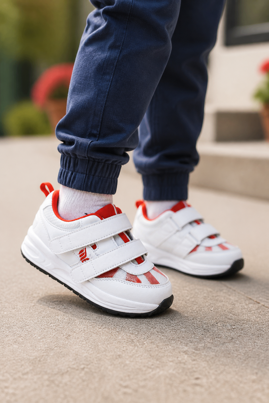 MT. Emey MTN16V Red - Kids Extra Depth Athletic Walking Shoes Hook and Loop lifestyle photo