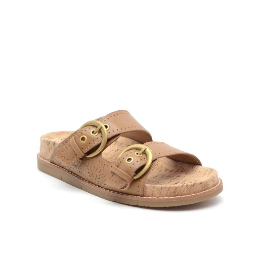 Earth Francii Cushioned Double-Buckle Women's Flat Sandal - Dark Natural - 1
