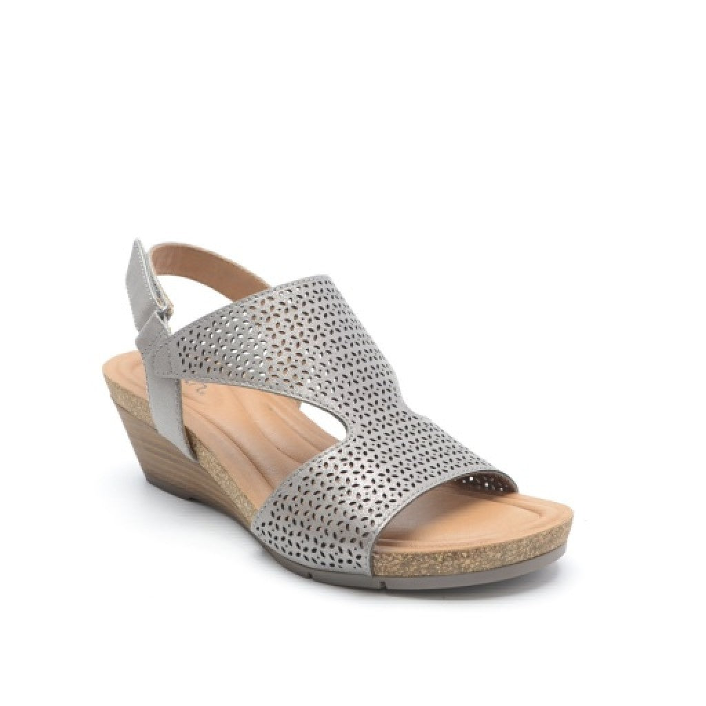 Earth Harten Wedge Sandal Cushioned Arch Support Women's Wedge Sandal - Pewter - 8