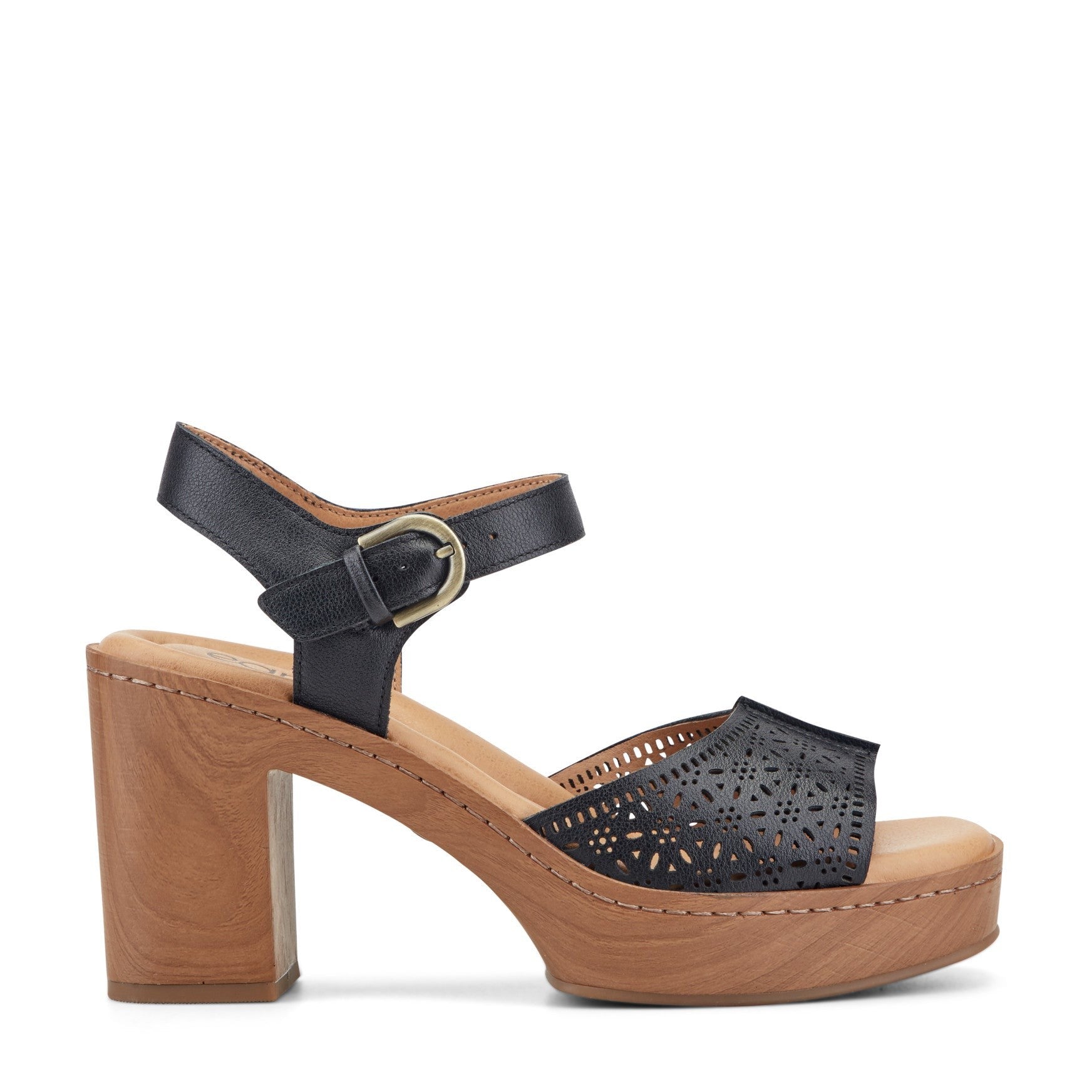 dress sandals with arch support for women Earth Leather Heeled Perforated Details-Quinty, Size 12 Medium, Black a cushioned mid Chic Red Strapless Sleeveless pres30 Color:Black Flower
