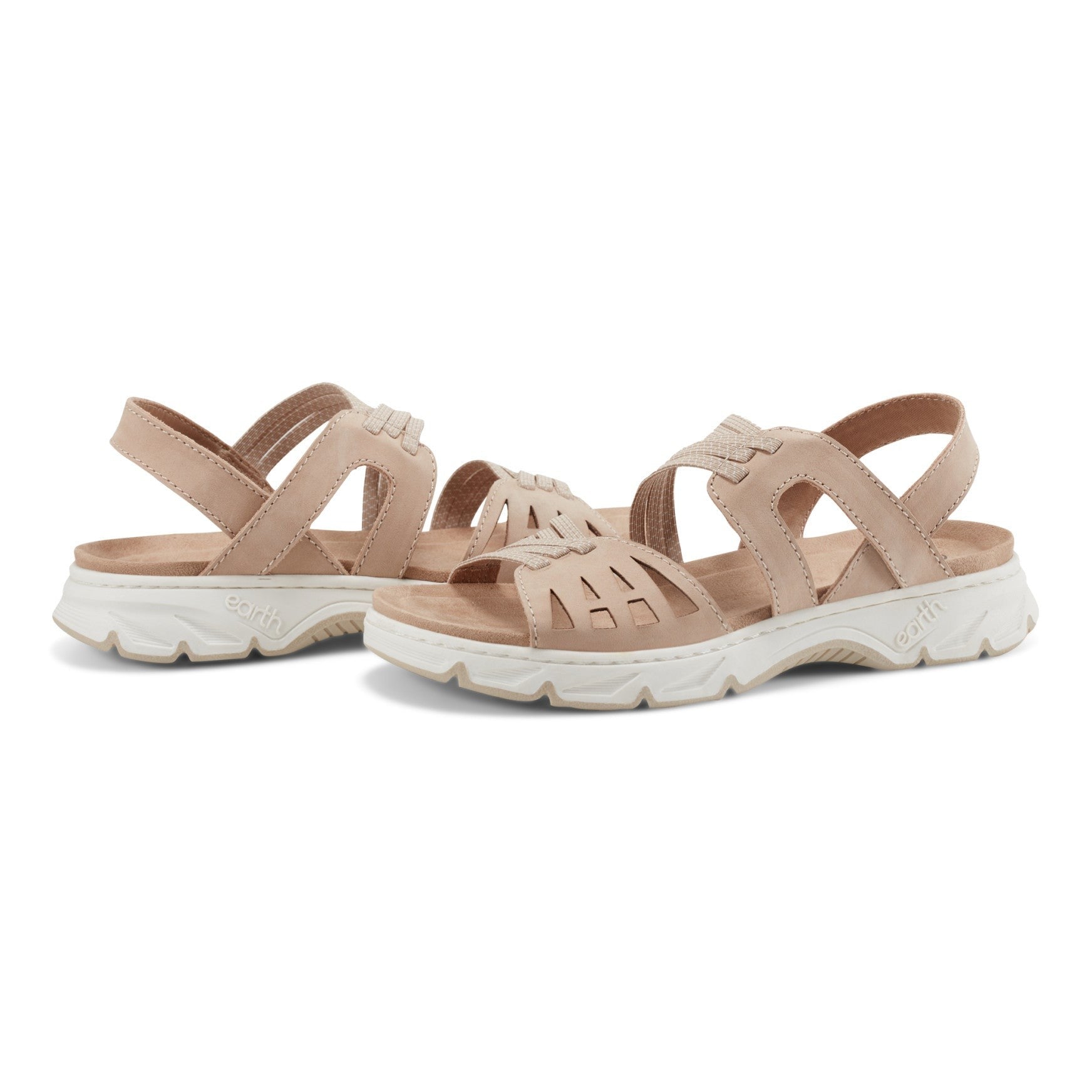 Earth Vernon Strappy Slingback Cushioned Arch Support Women's Casual Flat Sandal - Light Natural - 7