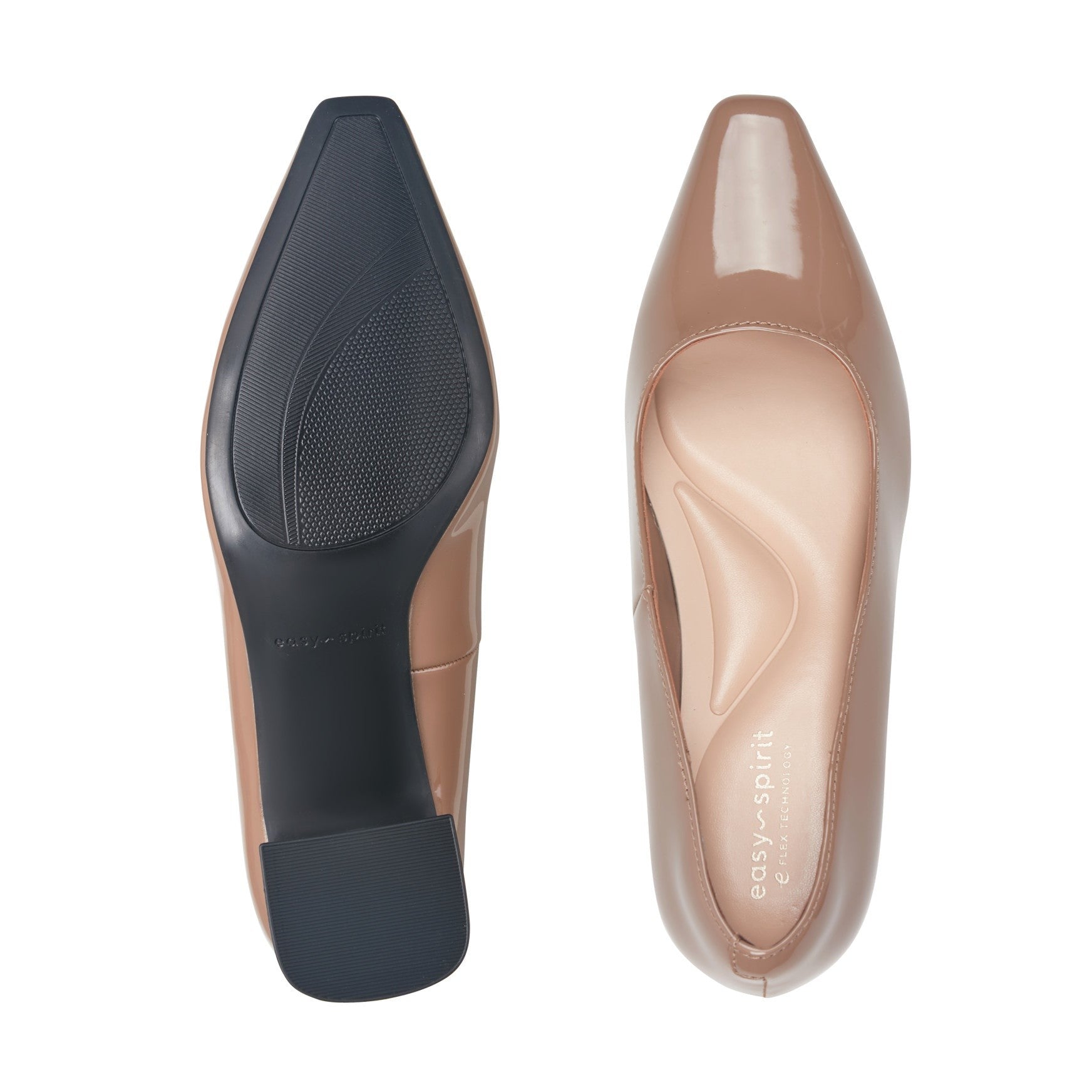 Easy Spirit Dorian Cushioned Arch-Support Block Heel Women's Dress Pump - Natural Patent - 5