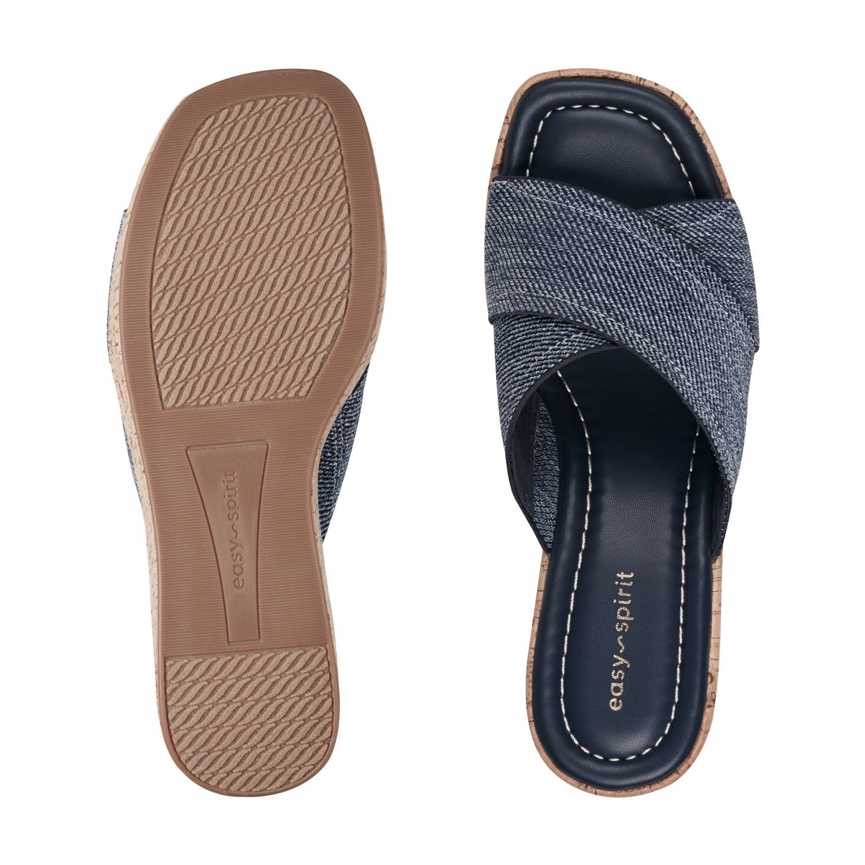 Easy Spirit Fawn Cushioned Slip-On Wedge Women's Wedge Sandal - Dark Blue Denim - 5