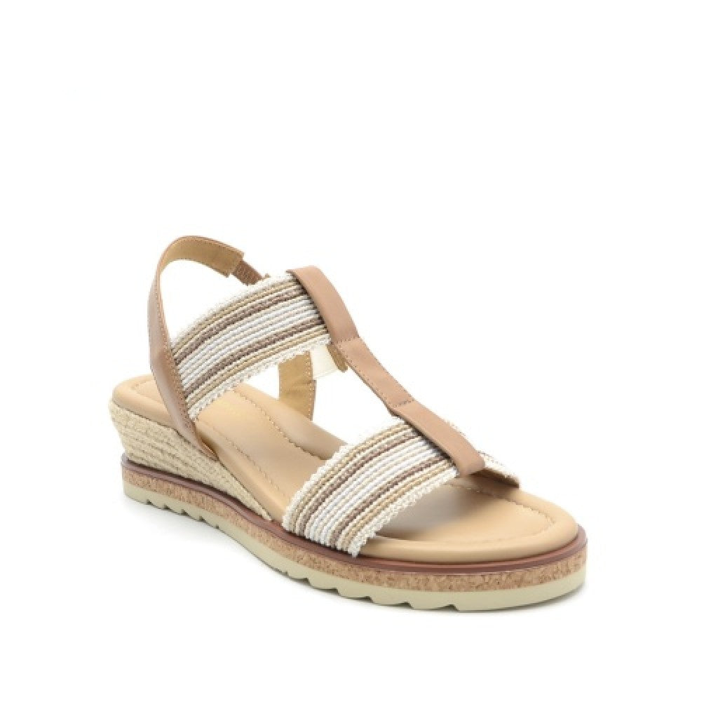 Easy Spirit Selene Wedge Sandal Cushioned Arch Support Women's Wedge Sandal - Dark Natural - 8