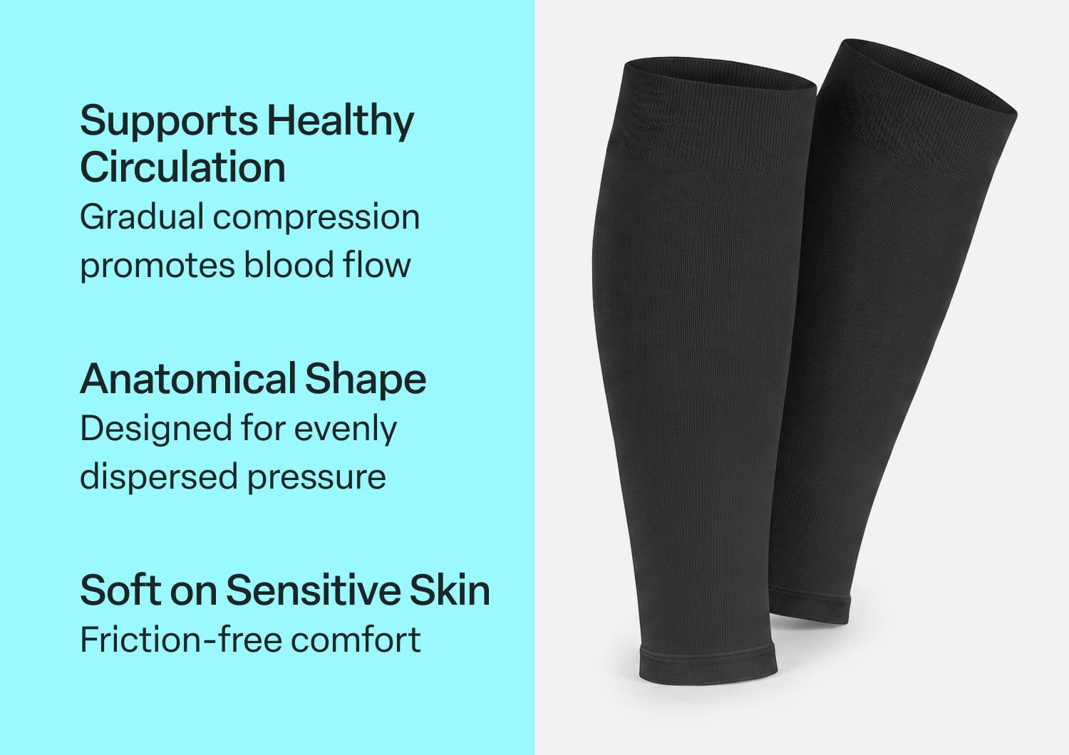 Orthofeet COMPRESSION CALF SLEEVE WIDE 20 30 MMHG - Black