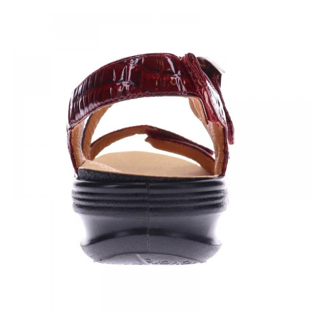 Revere Barcelona Back Strap Sandal - Women's - Red Croc - Rear