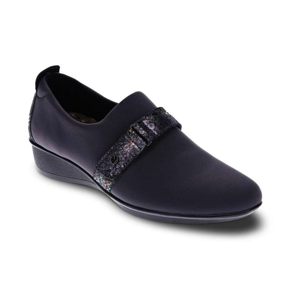 Revere Genoa Stretch Supportive Comfort Women's Loafer - Graphite Black Metallic Python - Product View - 1