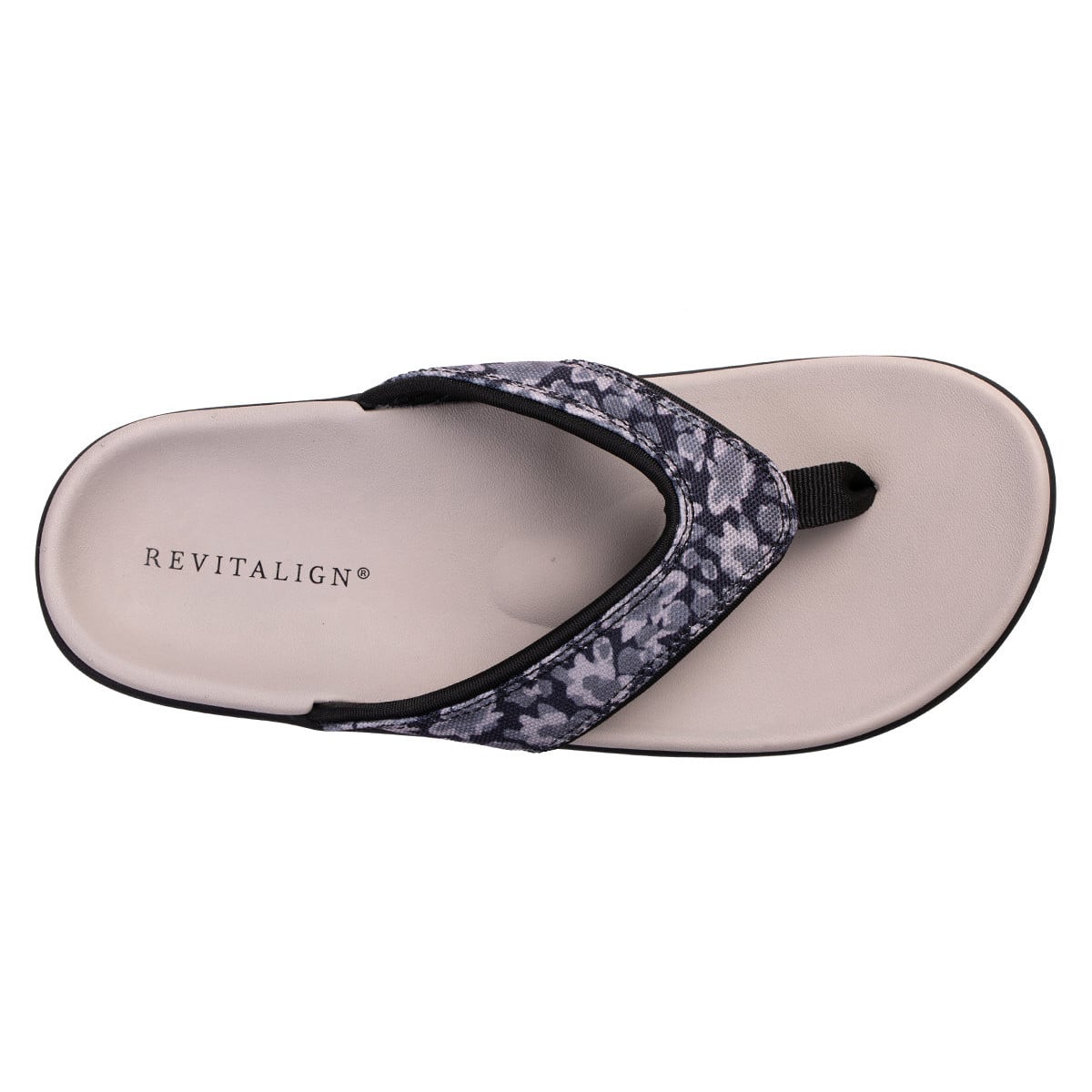 Revitalign Yumi Mod Floral Women's Toe-Post Sandal - Black