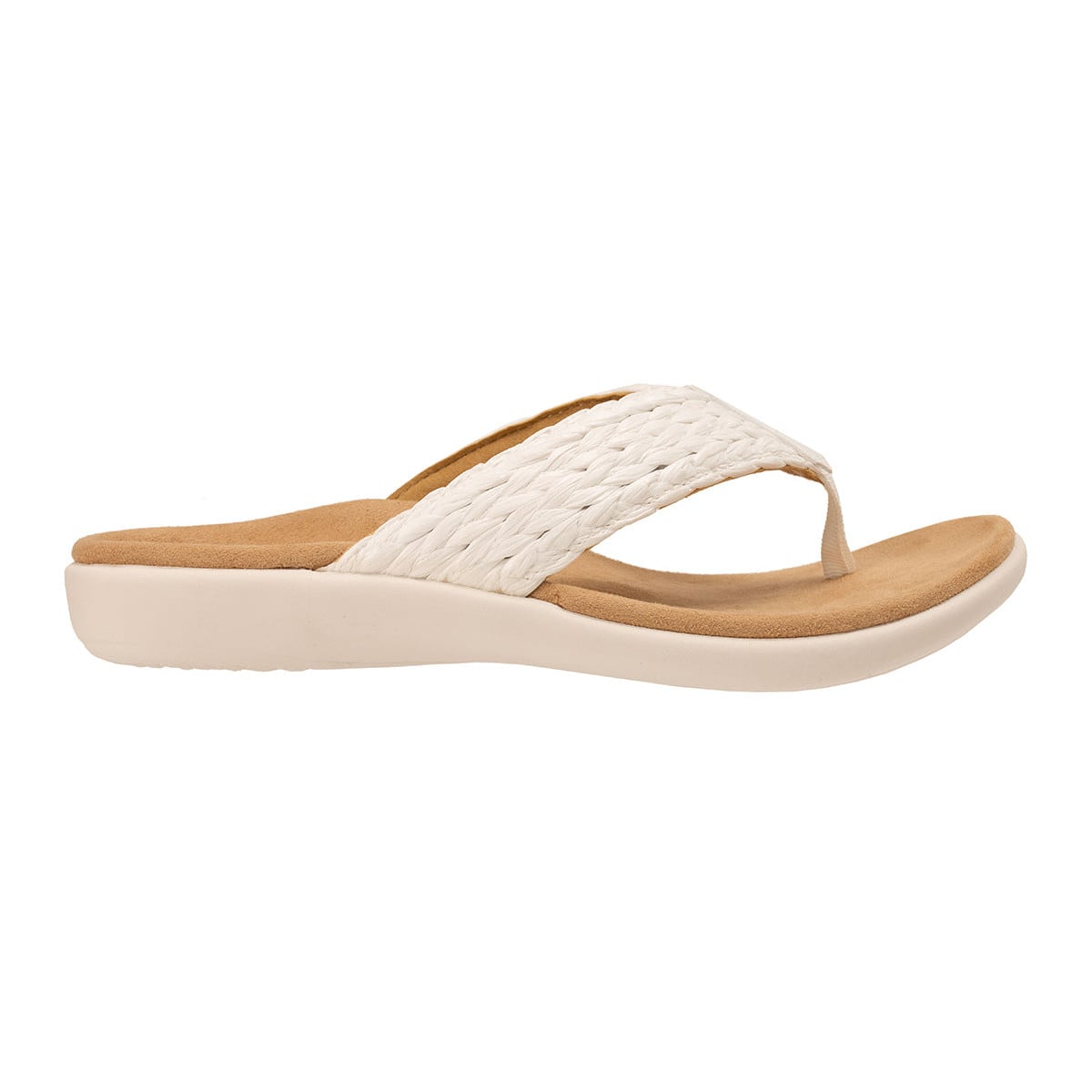 Revitalign Yumi Raffia Women's Braided Flip Flop Sandal - White