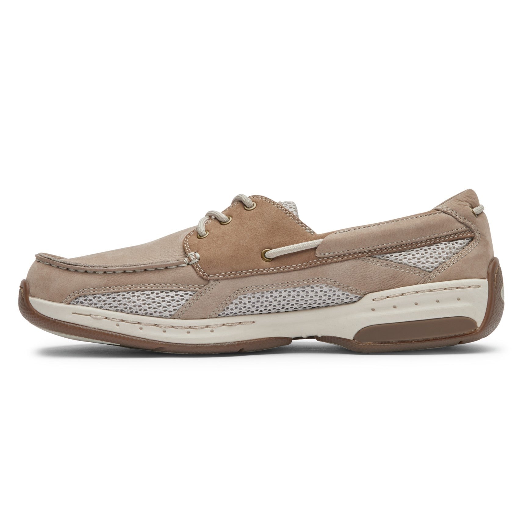 Rockport Captain Boat Cushioned Arch Support Men's Boat Shoe - Rocksand/post Nubuck - 5