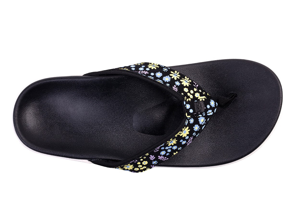 Spenco Yumi Nuevo Floral Women's Supportive Sandal - Black - Swatch