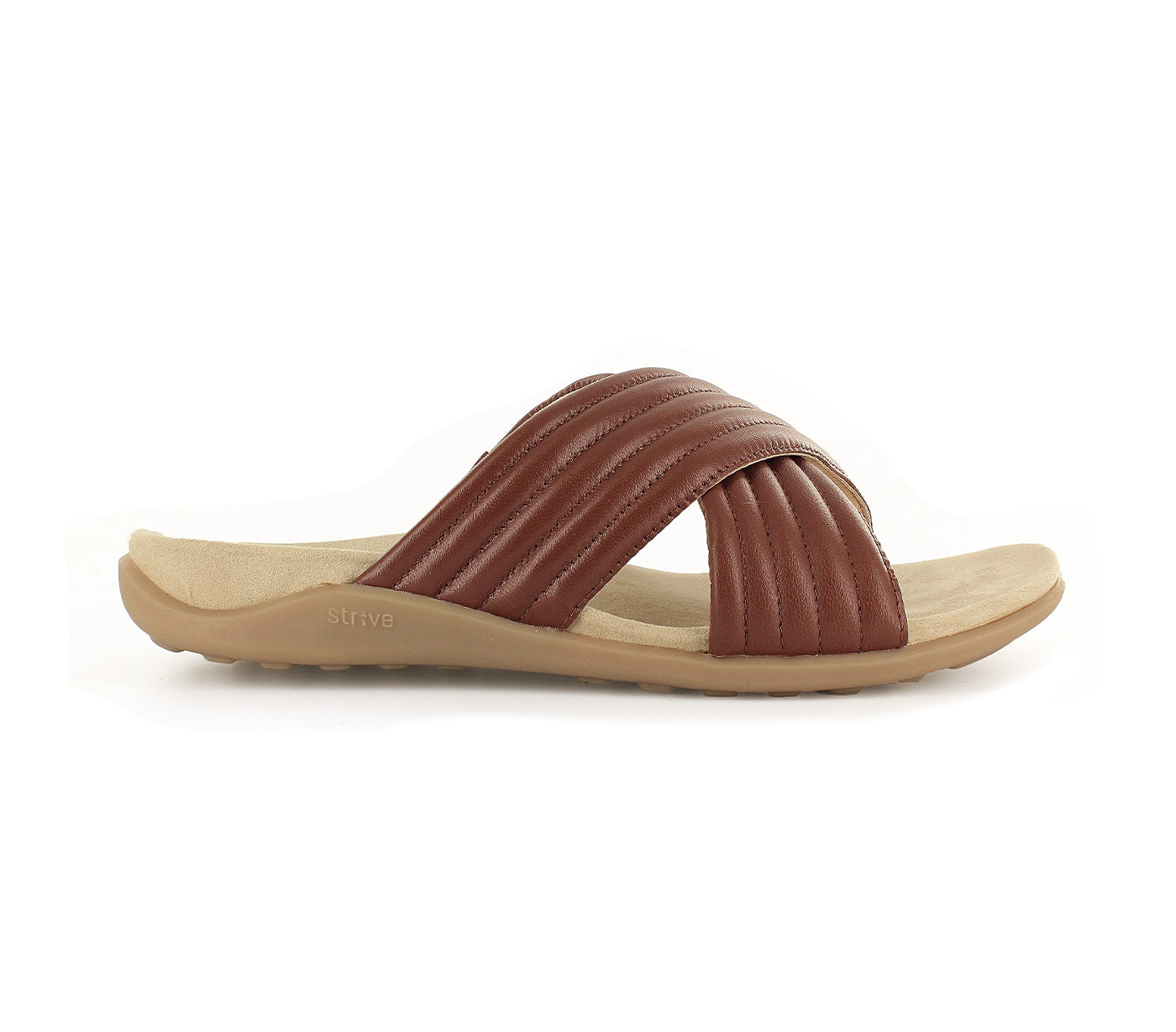 Strive Fresh Women\'s Comfort Slide Sandal - Tan - Side