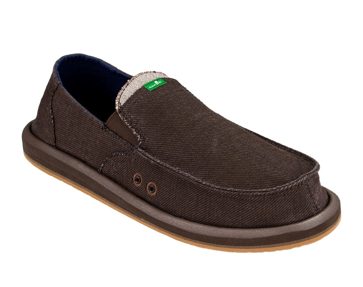 Sanuk Pick Pocket Denim Men's Casual Sidewalk Surfer - Brown 0
