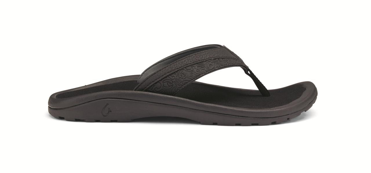 OluKai 'Ohana Koa - Men's Sandals - Black/Black - Profile main