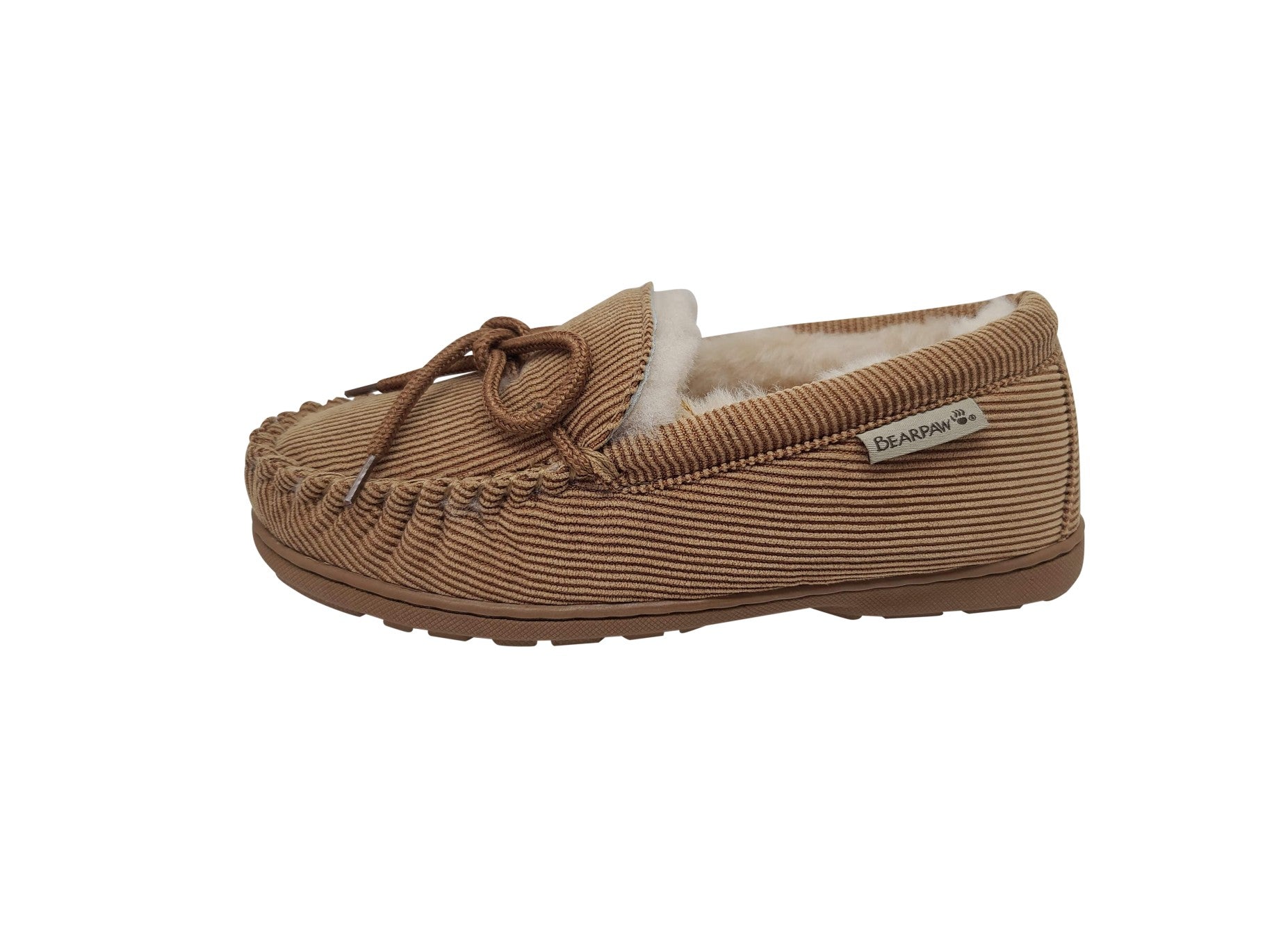 Bearpaw Mindy - Women's Warm Moccasin Slippers - 1961W - Mindy Hickory Corduroy 3 side