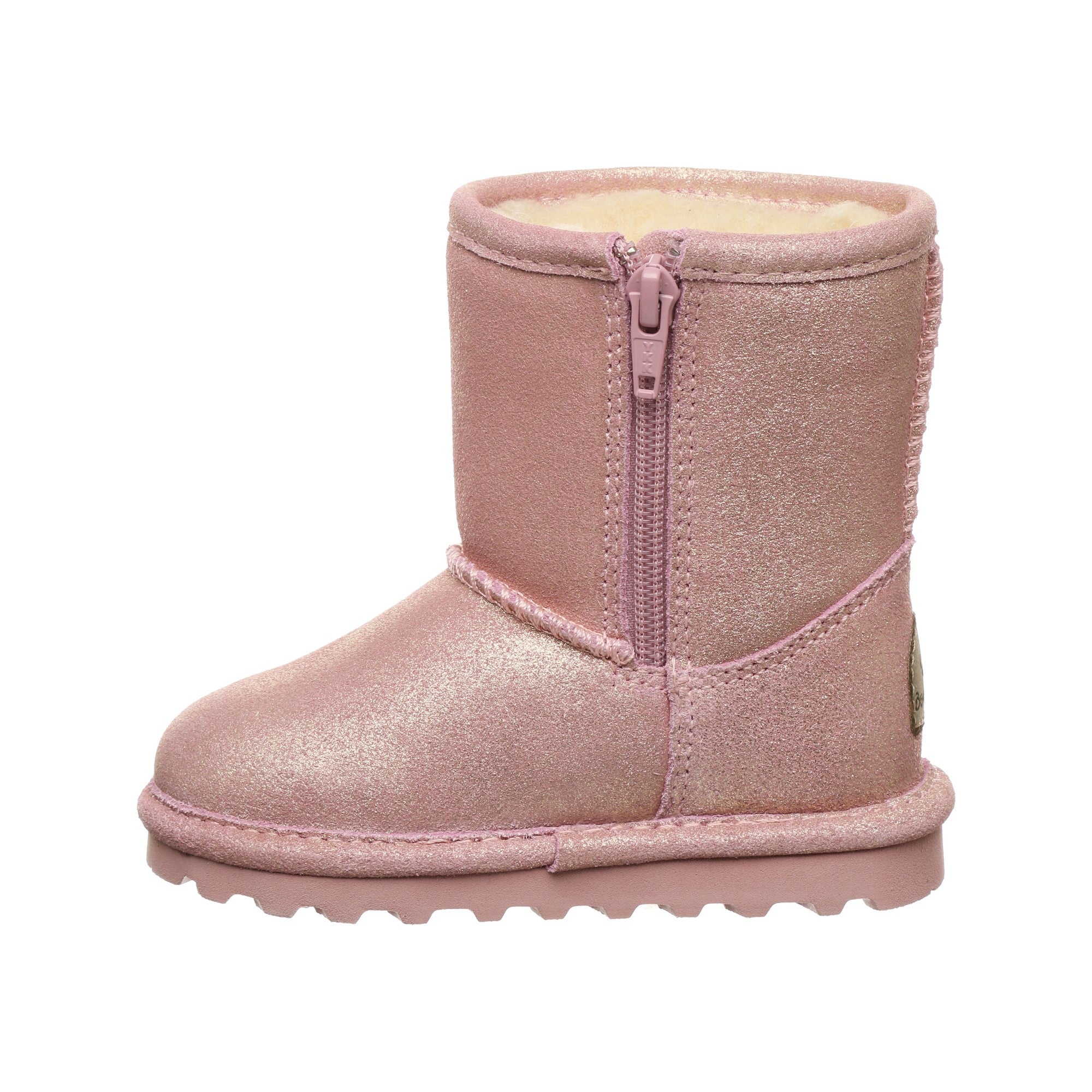 Bearpaw Elle Toddler Zipper Boot  636 - Pink Glitter - Side View
