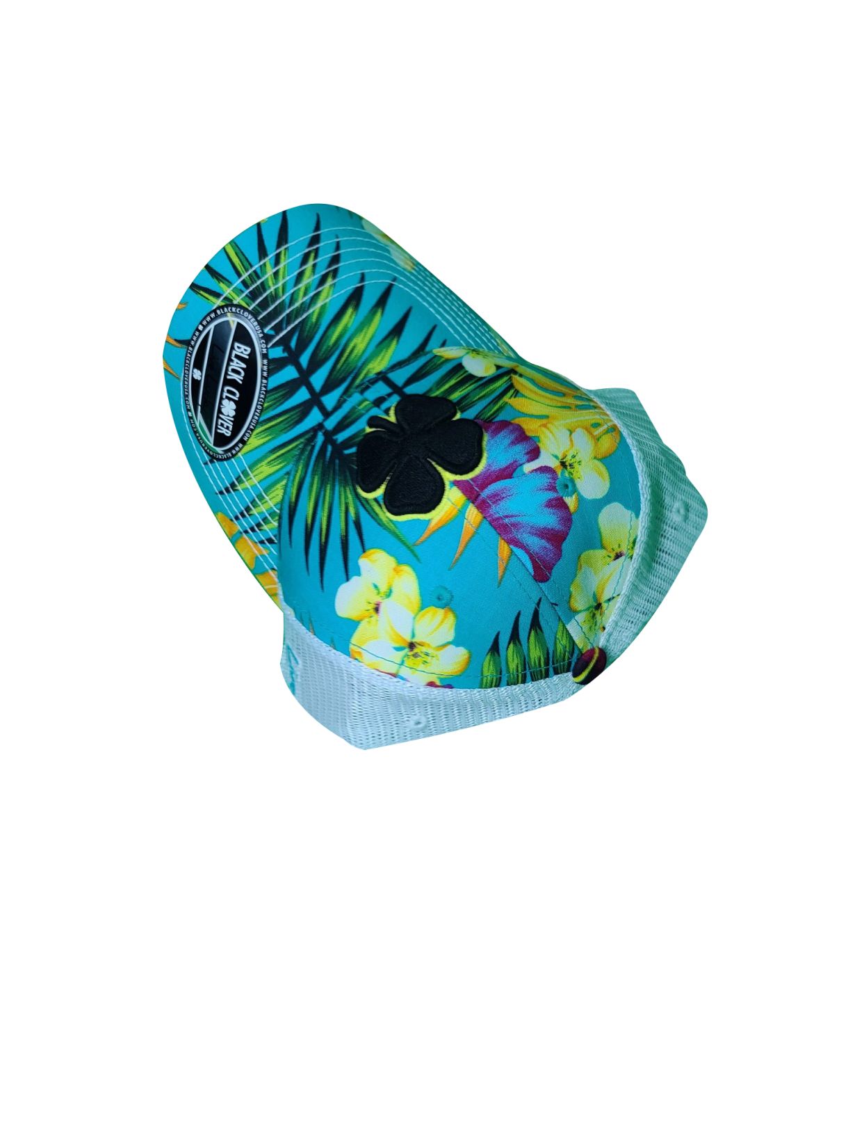 Black Clover Island Luck Hat - Tropical Adjustable Snapback - Unisex -  5 - Black / Yellow / Tropical / White Mesh