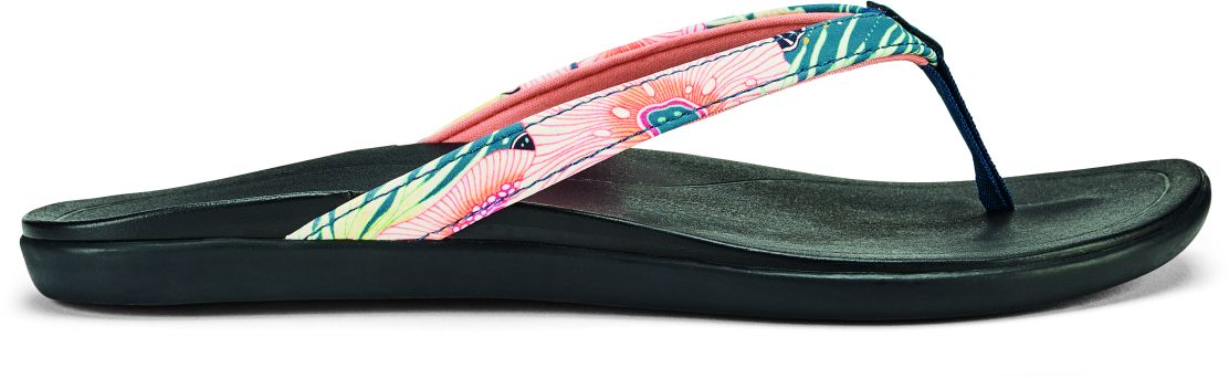 Olukai Ho'opio - Women's Comfort Sandal - Teal Coral/Black - Profile