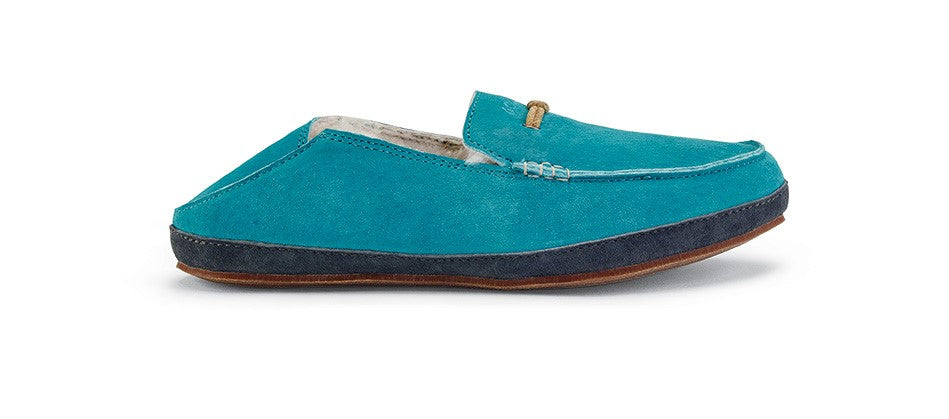 OluKai Pa'ani - Women's Comfort Slipper - Sheepskin - Tropic Blue/Dk Shadow - Drop-In-Heel