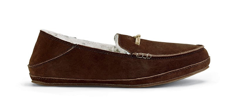 OluKai Pa'ani - Women's Comfort Slipper - Sheepskin - Dk Java / Dk Java - Drop-In-Heel