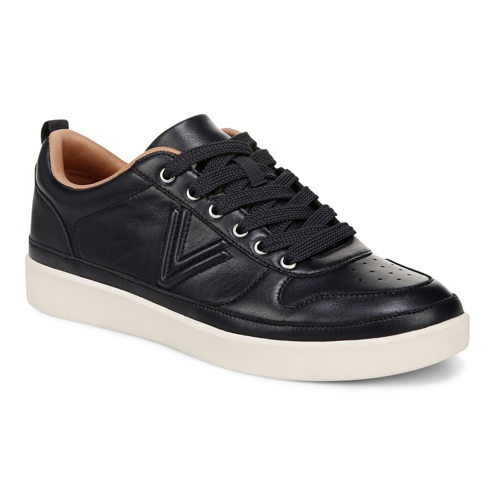 Vionic Elise Women's Leather Casual Comfort Sneakers in Navy Blzr Leather