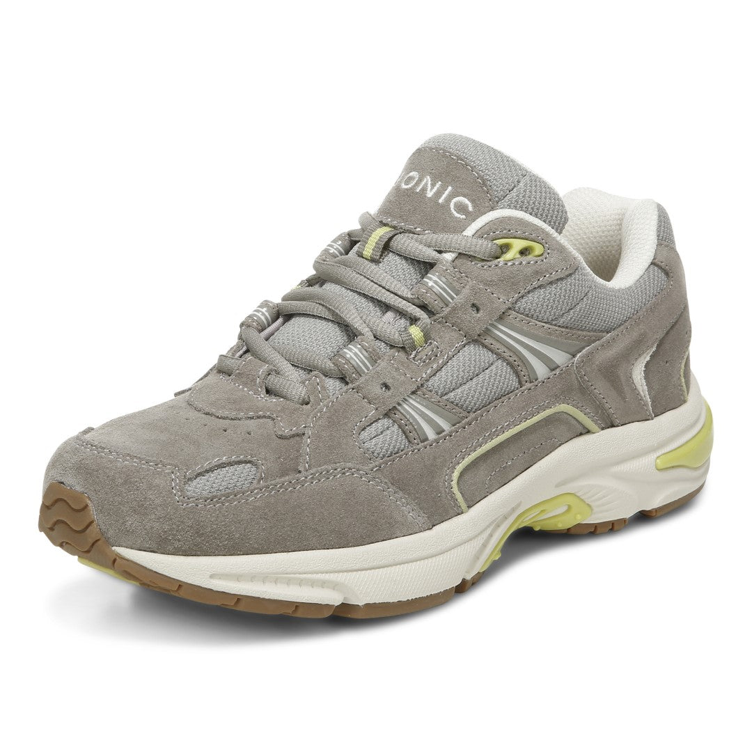 Vionic Walker Women's Plantar Fasciitis Shoe - Stone Suede - STONE SUEDE Left angle