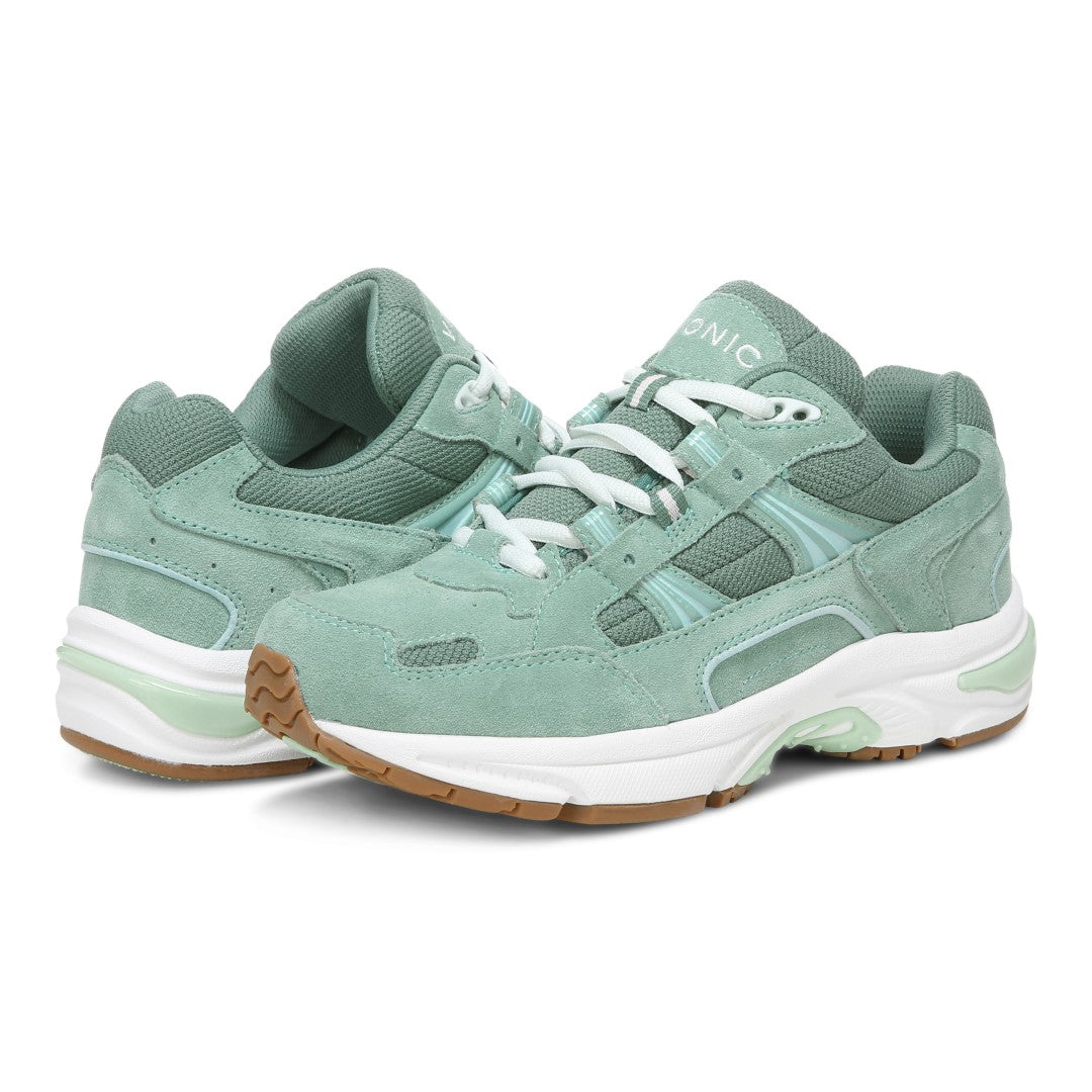 Vionic Walker Women's Plantar Fasciitis Shoe - Frosty Spruce Suede - FROSTY SPRUCE SUEDE pair left angle