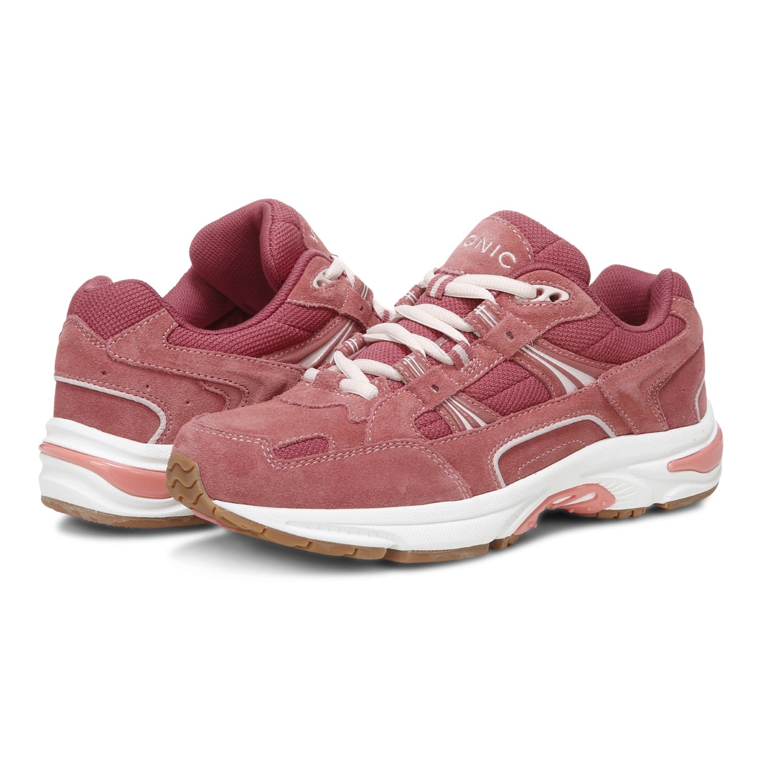 Vionic Walker Women's Plantar Fasciitis Shoe - Dusty Cedar Suede - DUSTY CEDAR SUEDE pair left angle