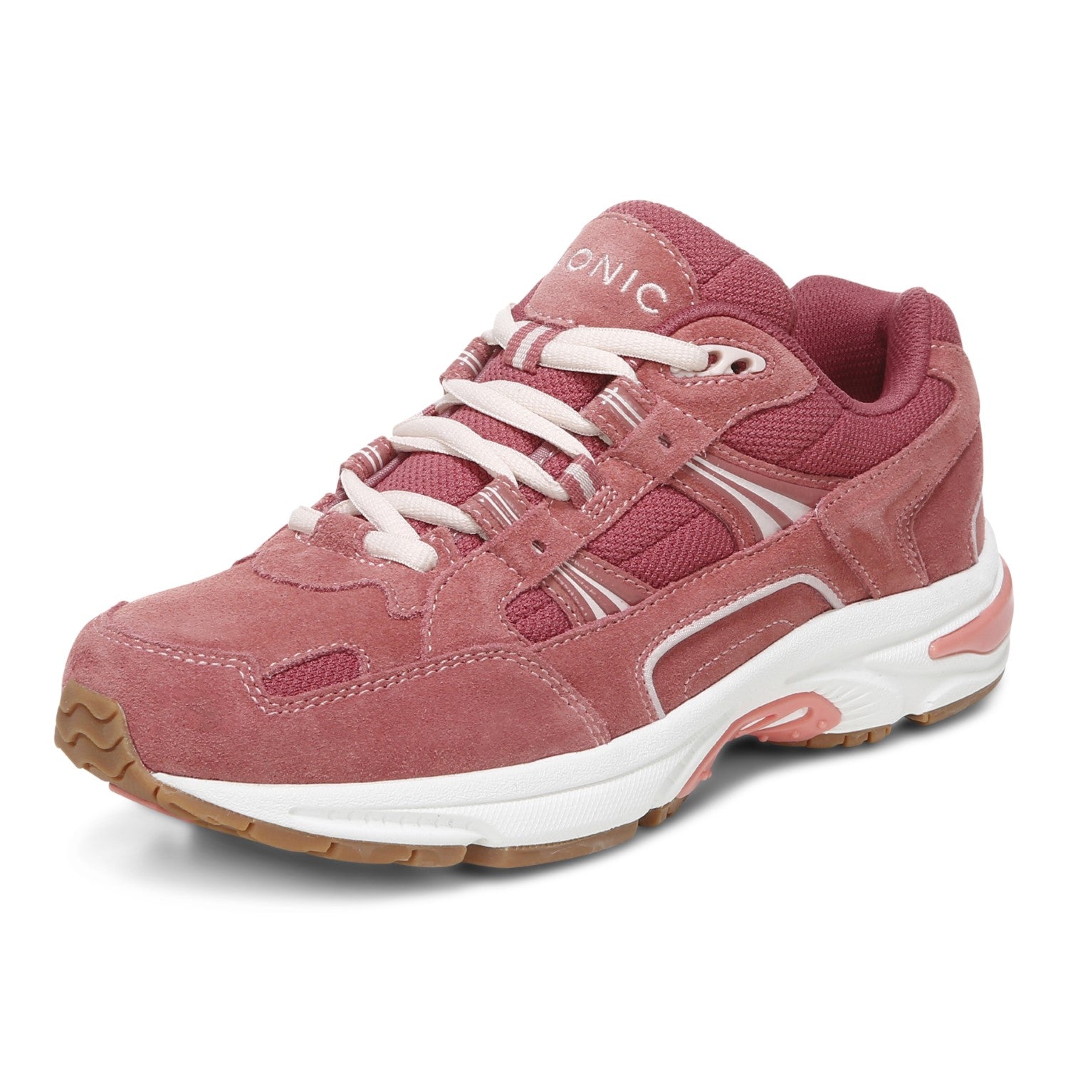 Vionic Walker Women's Plantar Fasciitis Shoe - Dusty Cedar Suede - DUSTY CEDAR SUEDE Left angle
