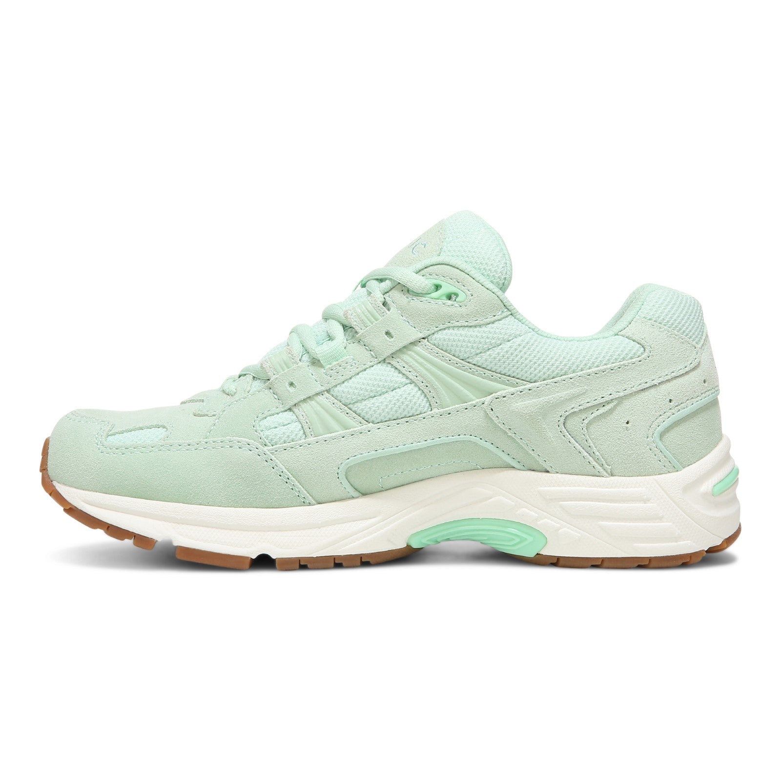 Vionic Walker Women's Plantar Fasciitis Shoe - Suede - Menta - Left Side