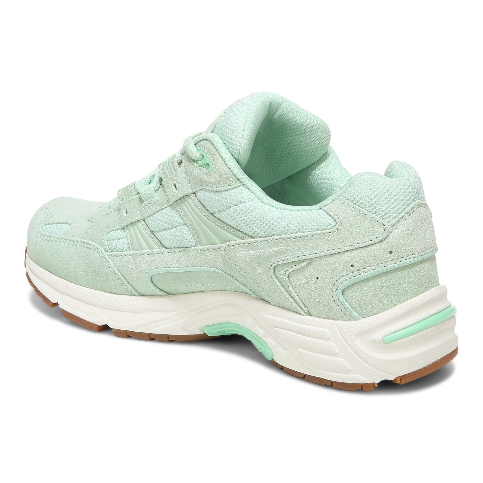 Vionic Walker Women's Plantar Fasciitis Shoe - Suede - Menta - Back angle
