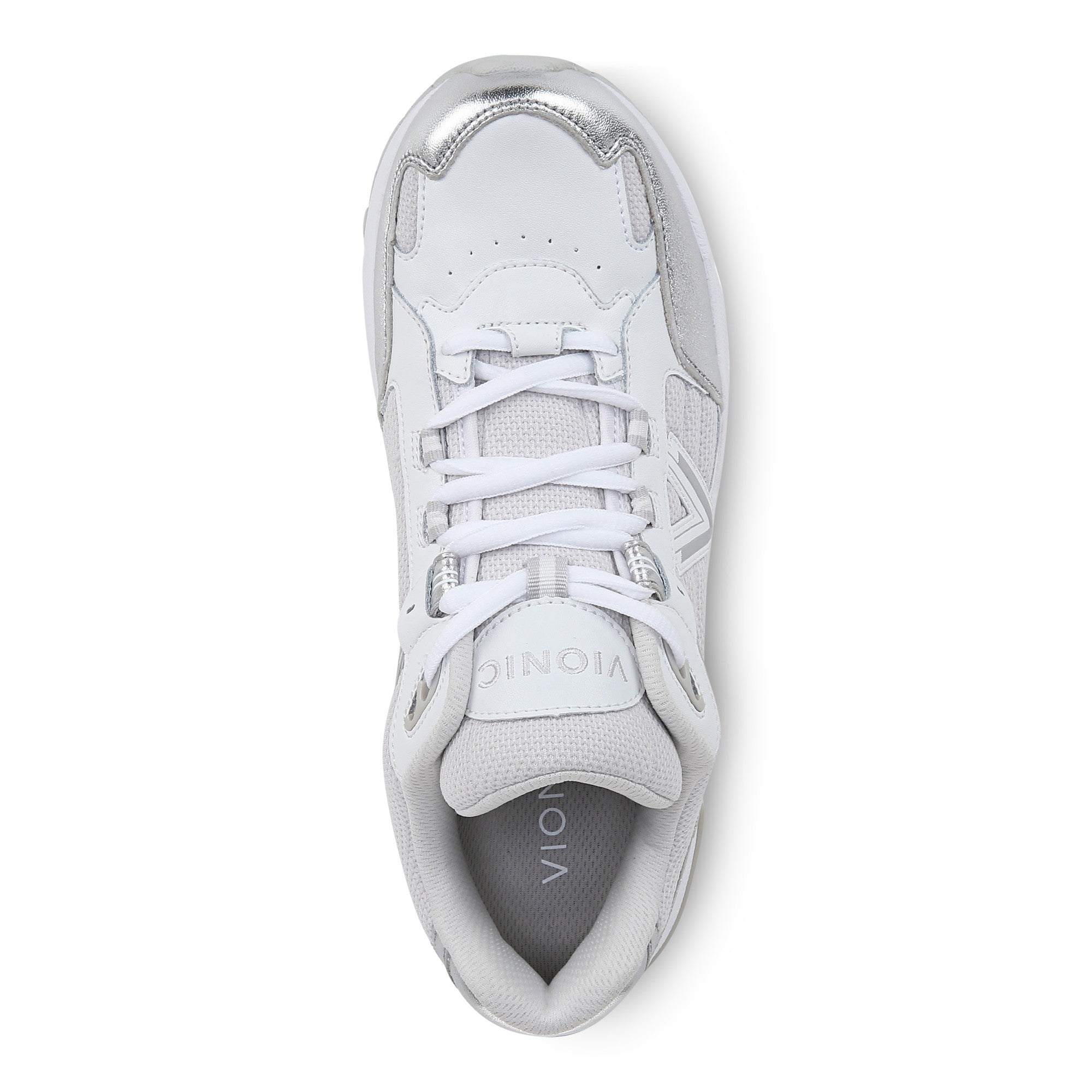 Vionic Classic Walker 2.0 Women's Athletic Walking Shoe - White/ Silver - Top