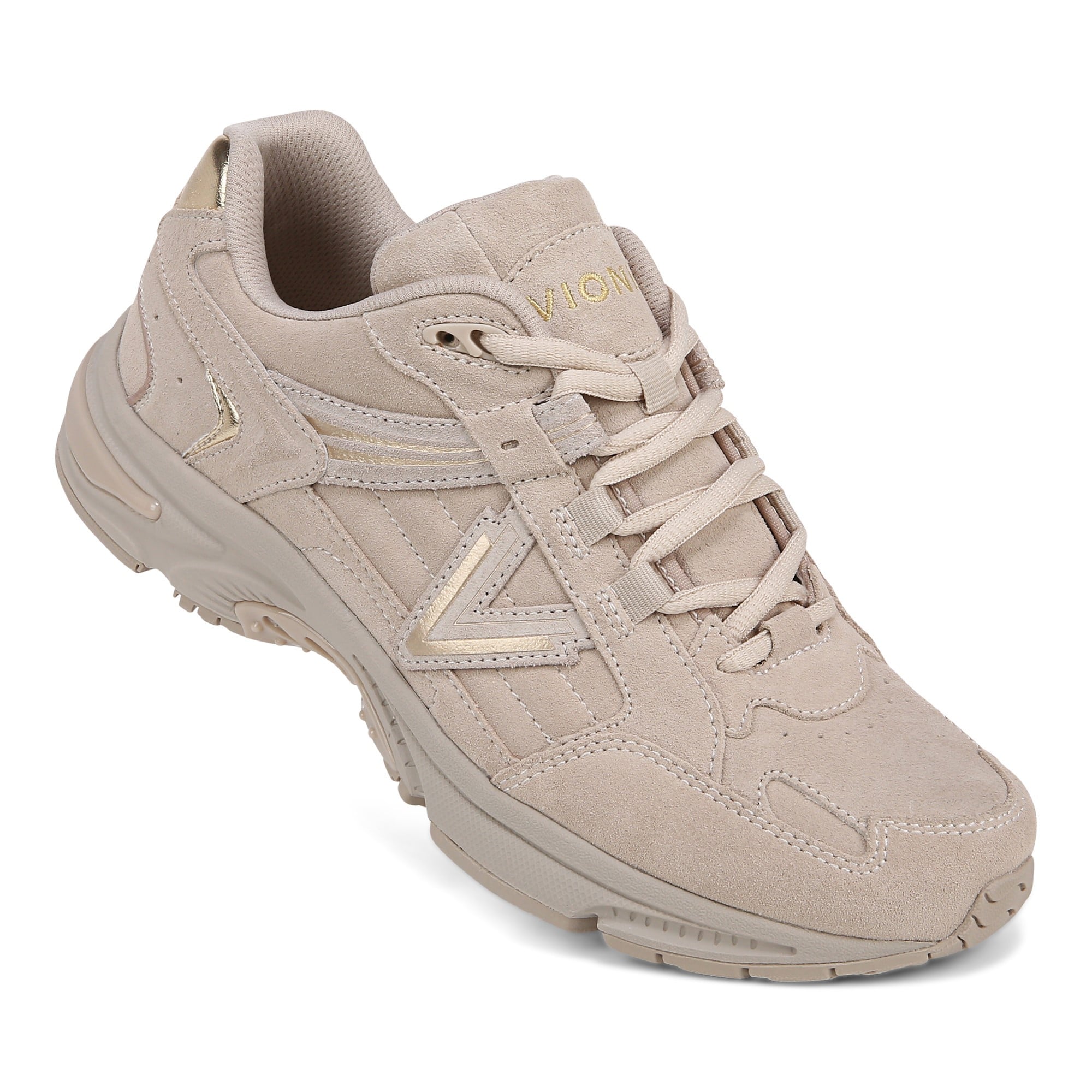 Vionic Classic Walker 2.0 Women's Athletic Walking Shoe - Oatmeal Beige/ Gold - 23WALK 2.0-J0683L3250-OATMEAL BEIGE GOLD-13fl-med