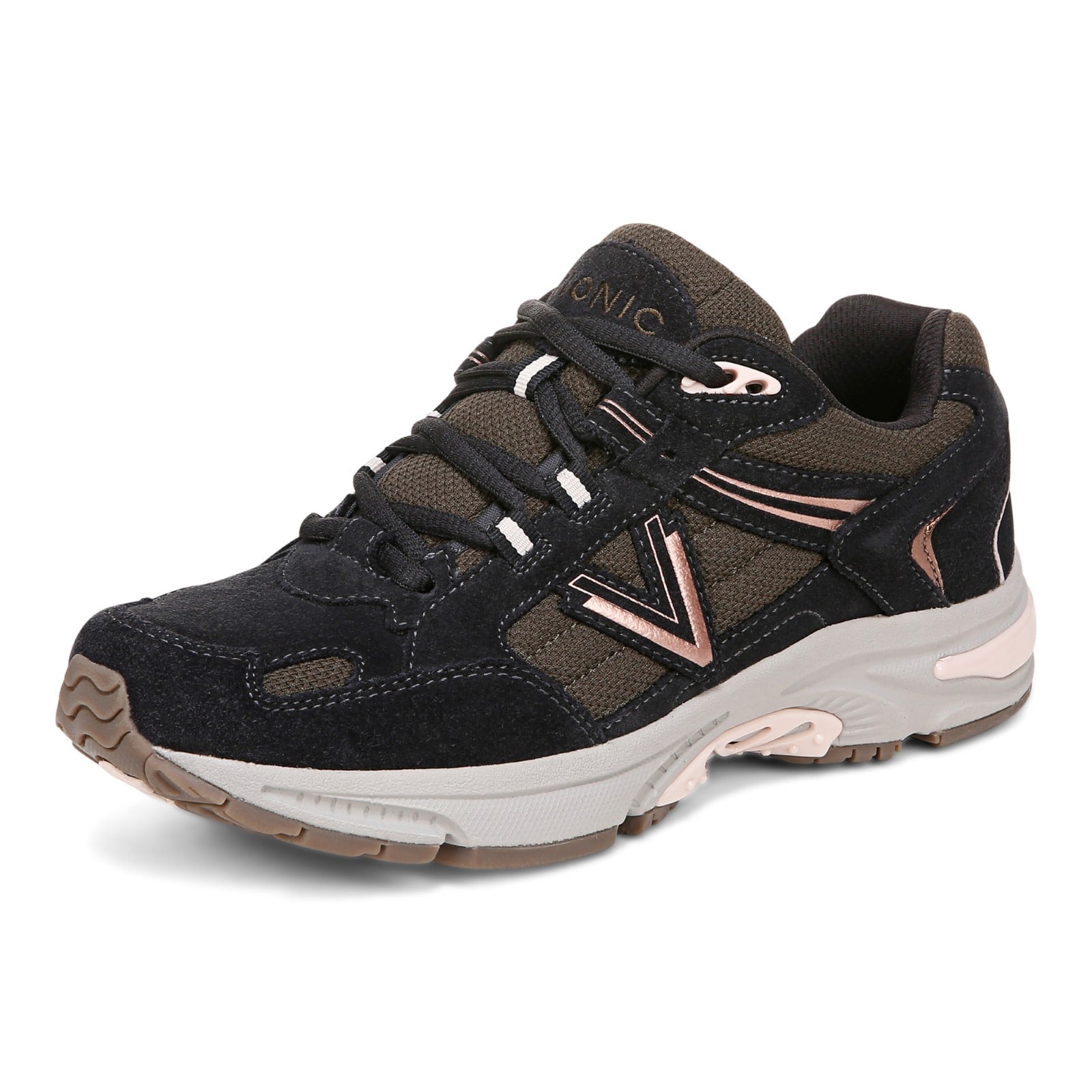 Vionic Classic Walker 2.0 Women's Athletic Walking Shoe - Phantom Grey/Dark Khaki - Left angle