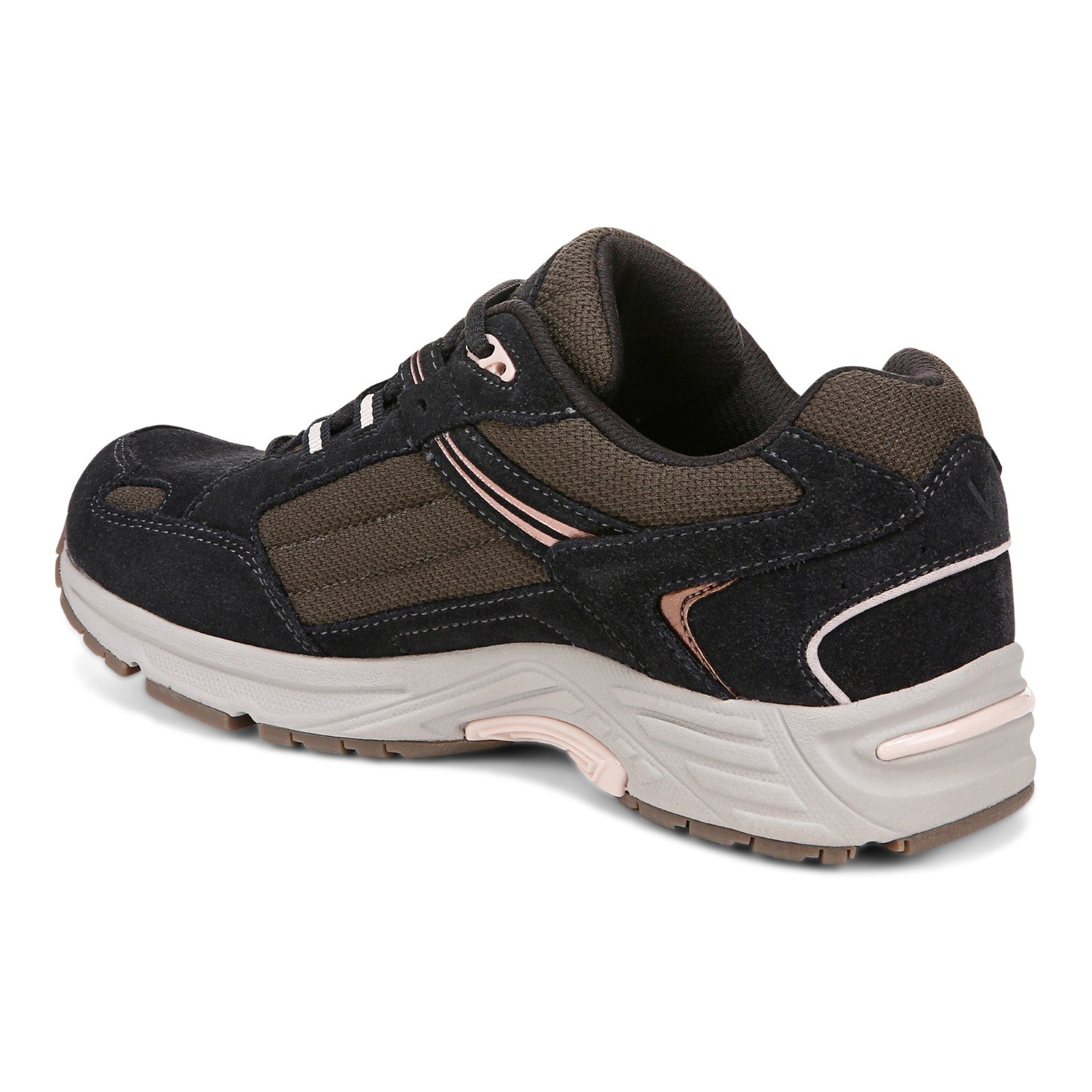 Vionic Classic Walker 2.0 Women's Athletic Walking Shoe - Phantom Grey/Dark Khaki - Back angle