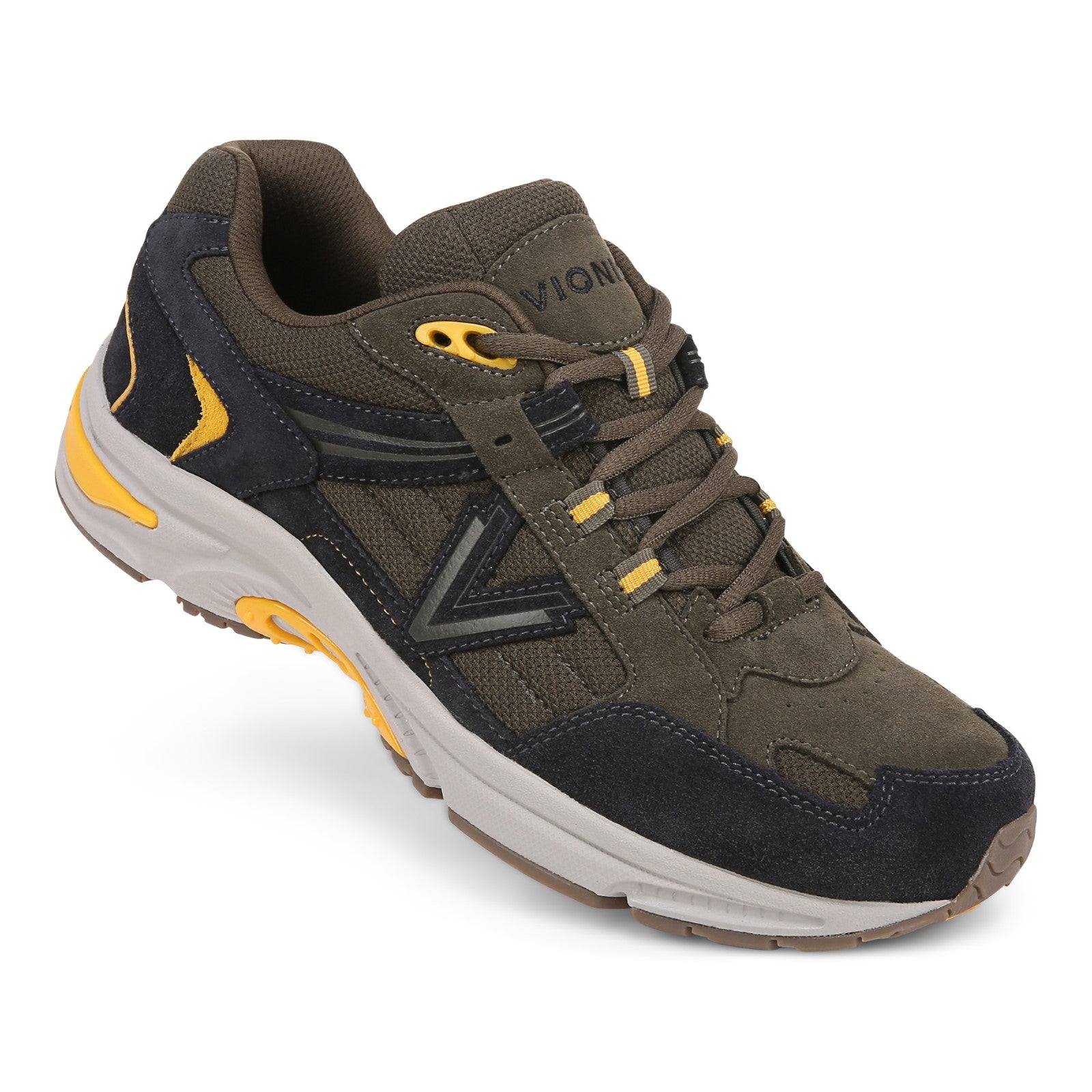 Vionic 23walk 2.0 Men's Orthotic Oxford/Lace-Up Sneaker - Phantom Grey/Dark Khaki - 23WALK 2.0-J2244L2021-PHANTOM GREY DARK KHAKI-13fl-med