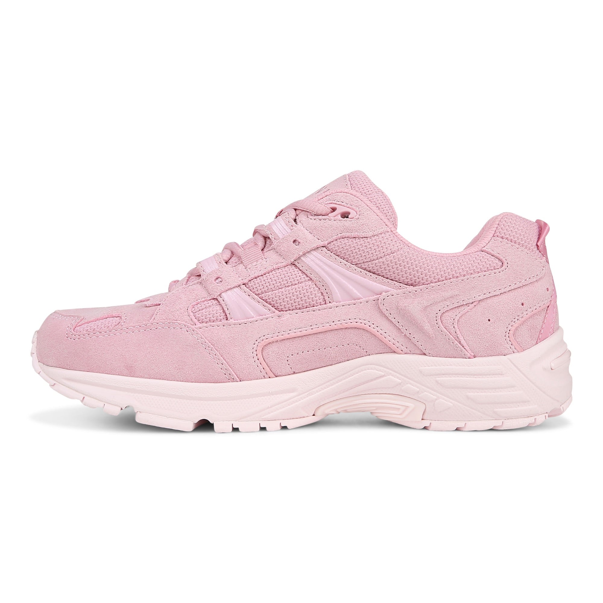 Vionic Walker Women's Plantar Fasciitis Shoe - Suede - Cameo Pink Suede - Left Side