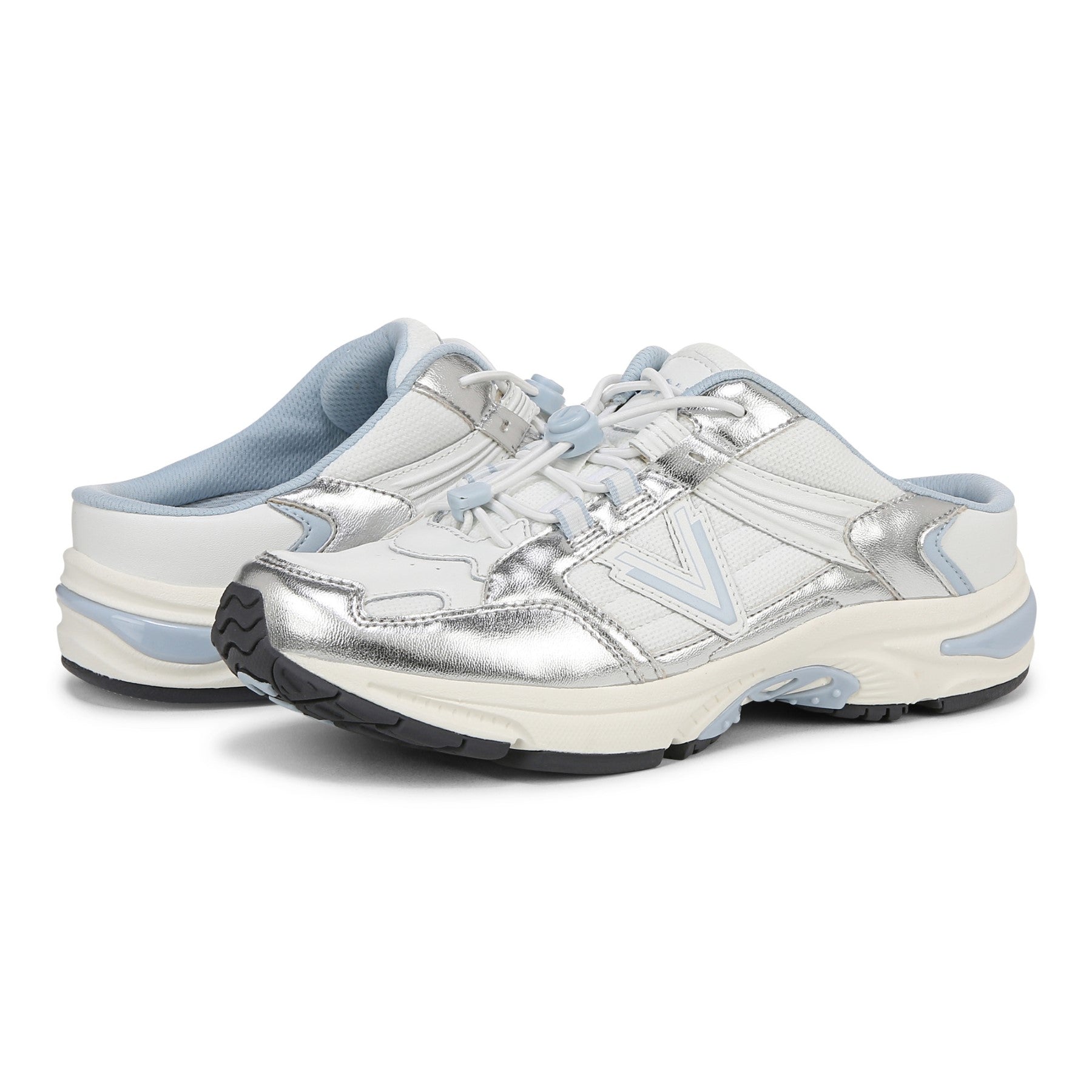 Vionic 23walk 2.0 Men's Orthotic Oxford/Lace-Up Sneaker - White/silver - pair left angle