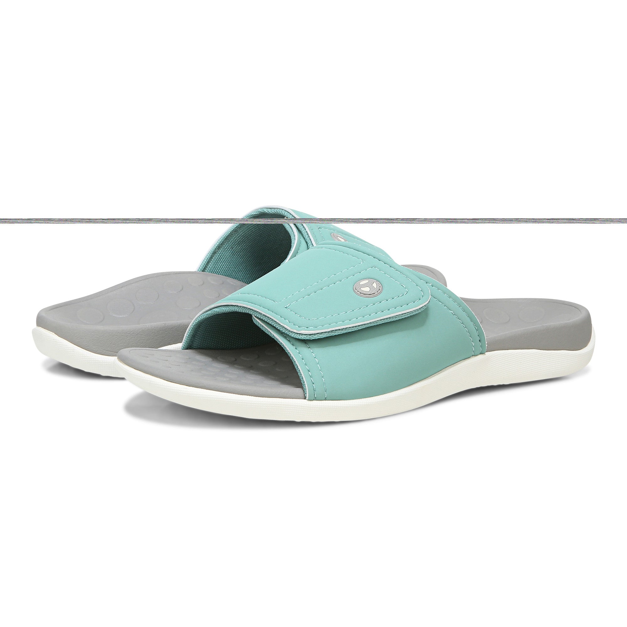 Vionic Kiwi - Unisex Motion Control Orthotic Slide Sandal - Wasabi pair left angle