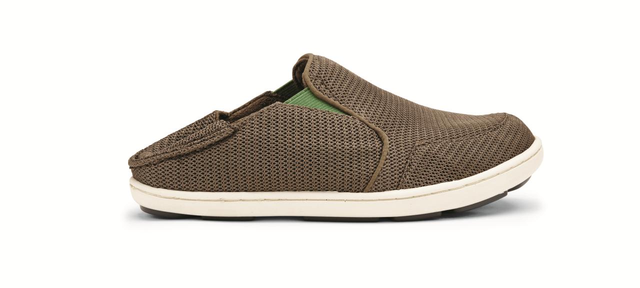 OluKai Nohea Mesh - Boy's Supportive Shoes - Mustang/Cane Green - Drop-In-Heel