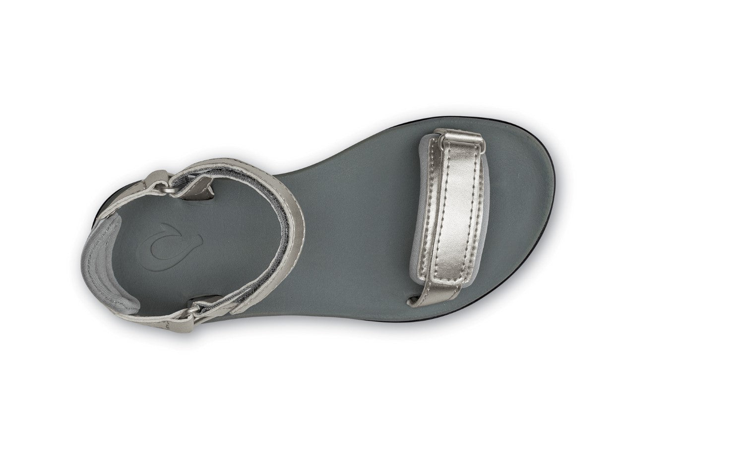 Olukai Luana Girl's Comfort Adjustable Strap Sandals - Silver/Pale Grey - Top