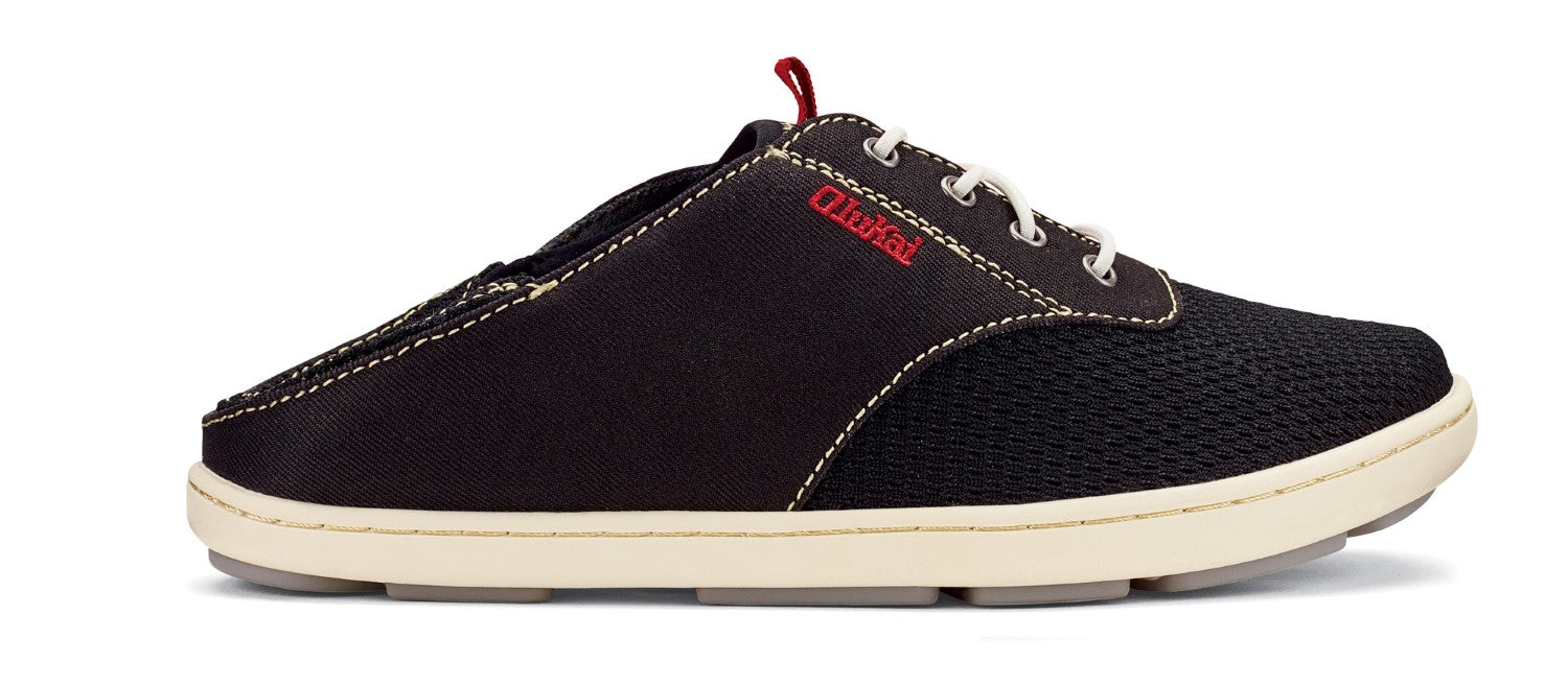 Olukai Nohea Moku Boy's - Tieless Comfort Shoes - Black / Black - Drop-In-Heel